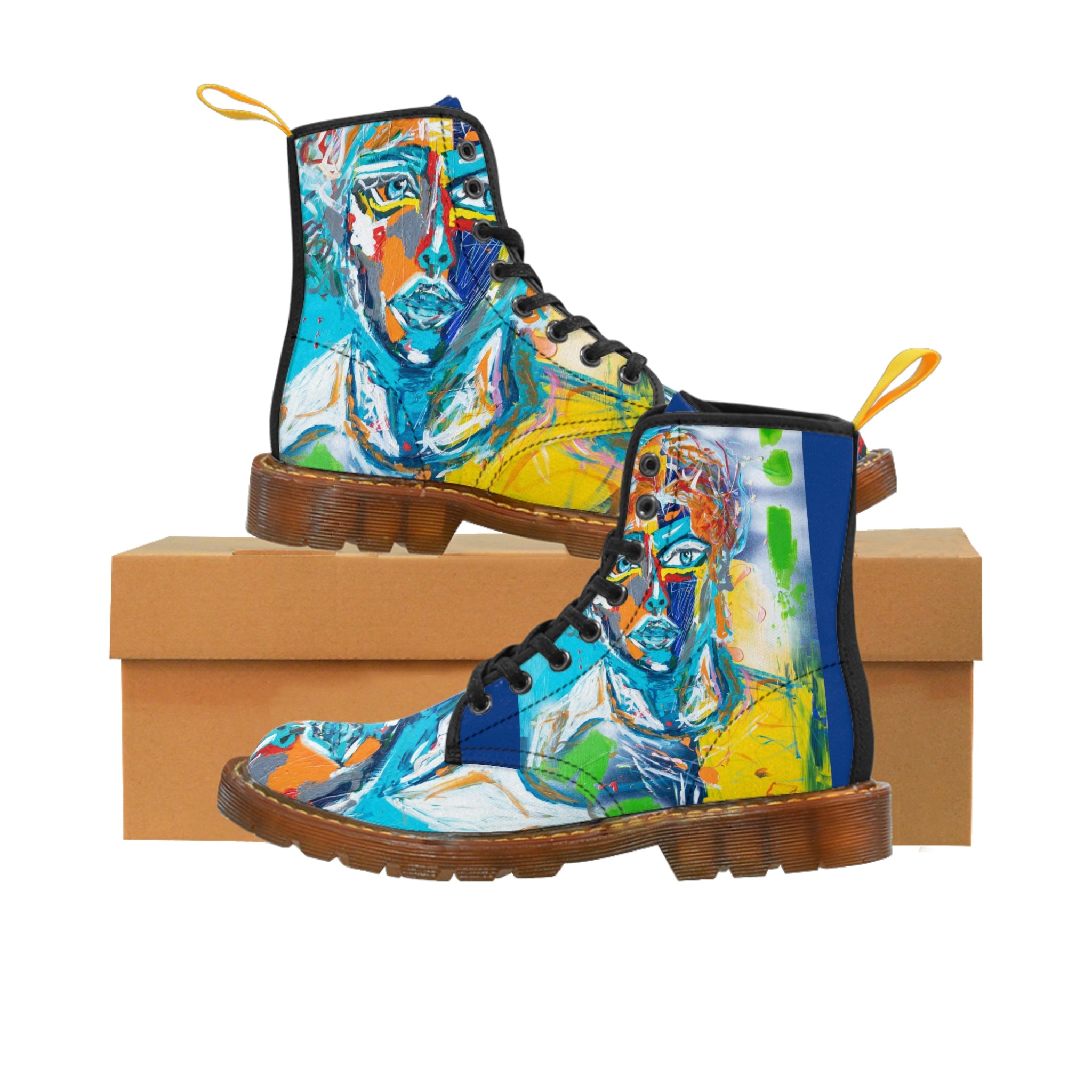 Women's Canvas Boots Womens Boots, Vegan Leather, Art On Shoes