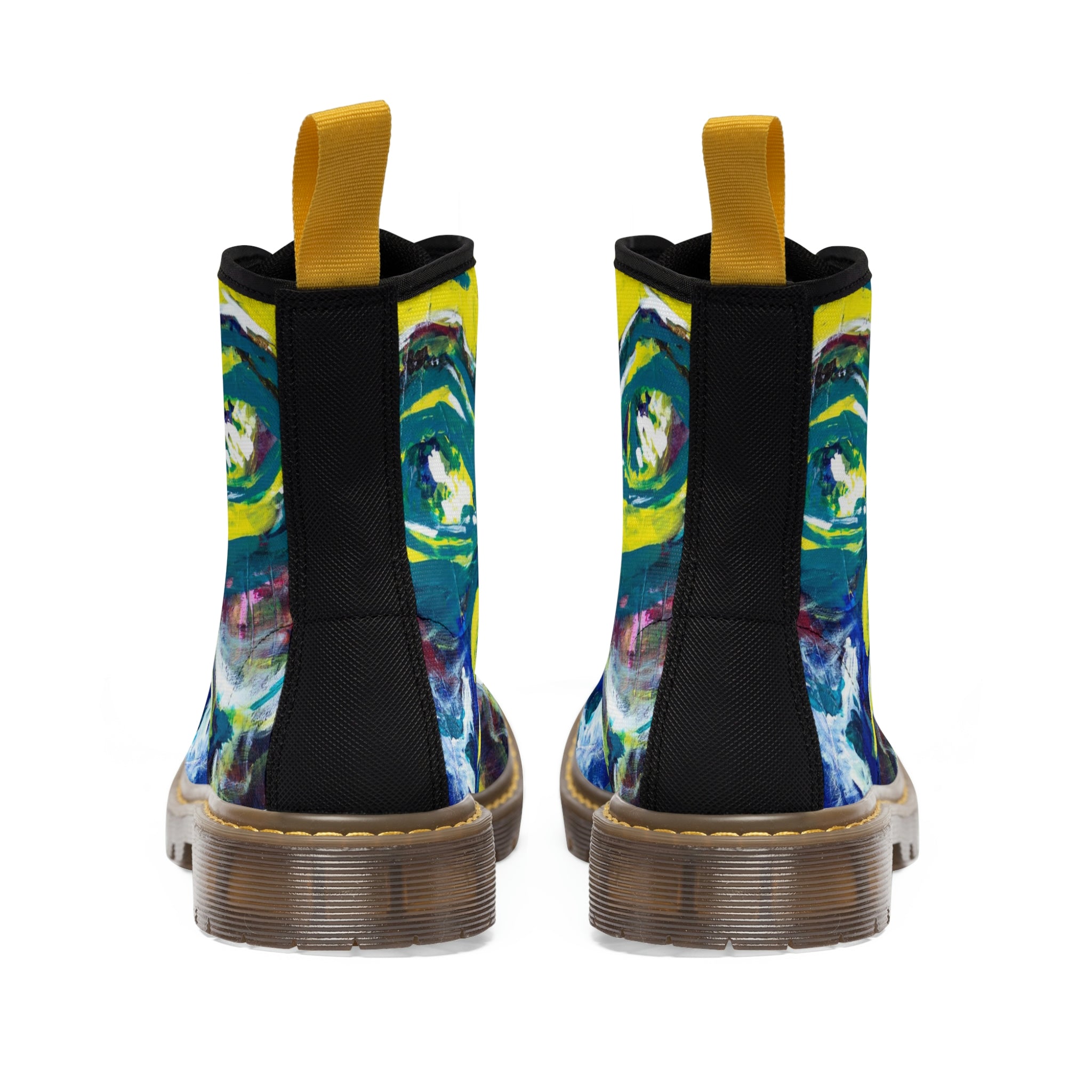 Women's Canvas Boots Womens Boots, Vegan Leather, Art On Shoes