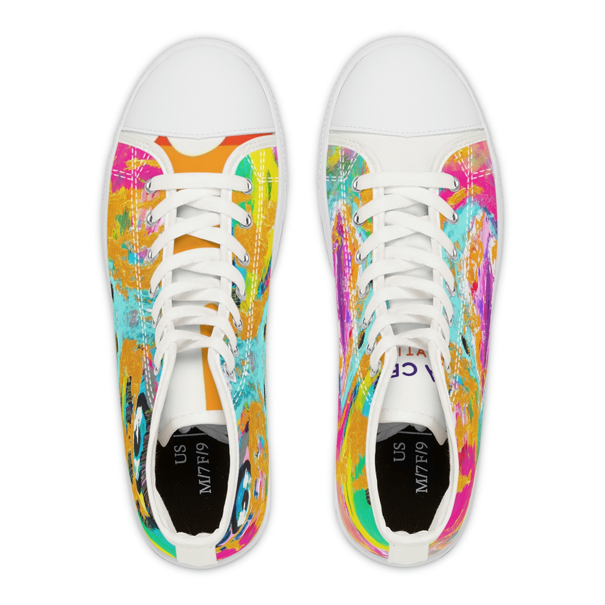 Women's High Top Sneakers, Art On Shoes, Abstract Woman Painted By A Professional Abstract Painting Artist