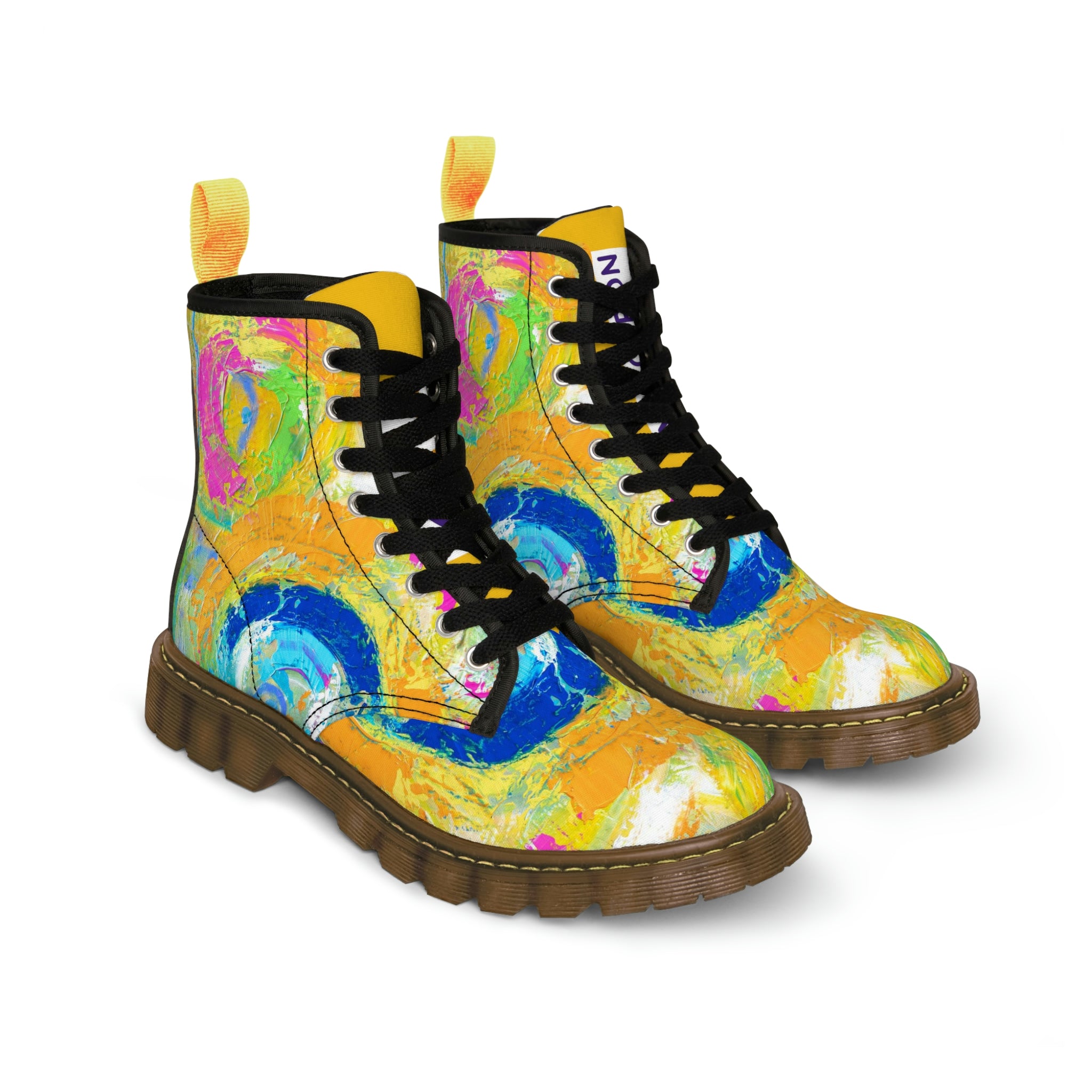 Women's Canvas Boots Womens Boots, Vegan Leather, Art On Shoes