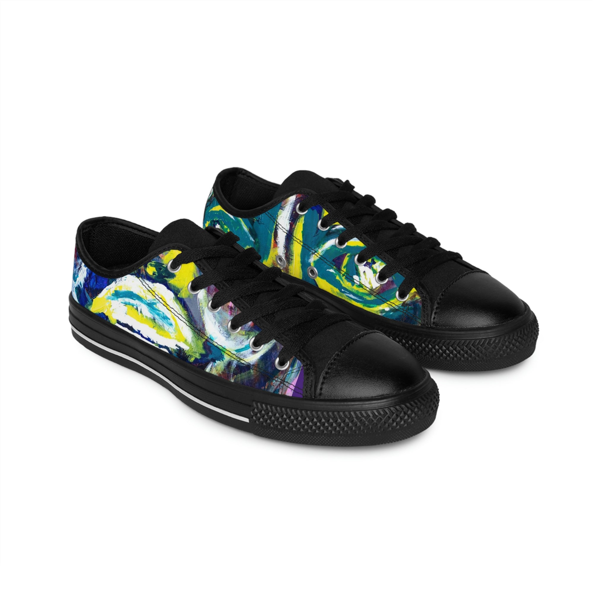 Men's Top Low Sneakers, Art On Shoes, Abstract Artwork Painted By A Professional Abstract Artist