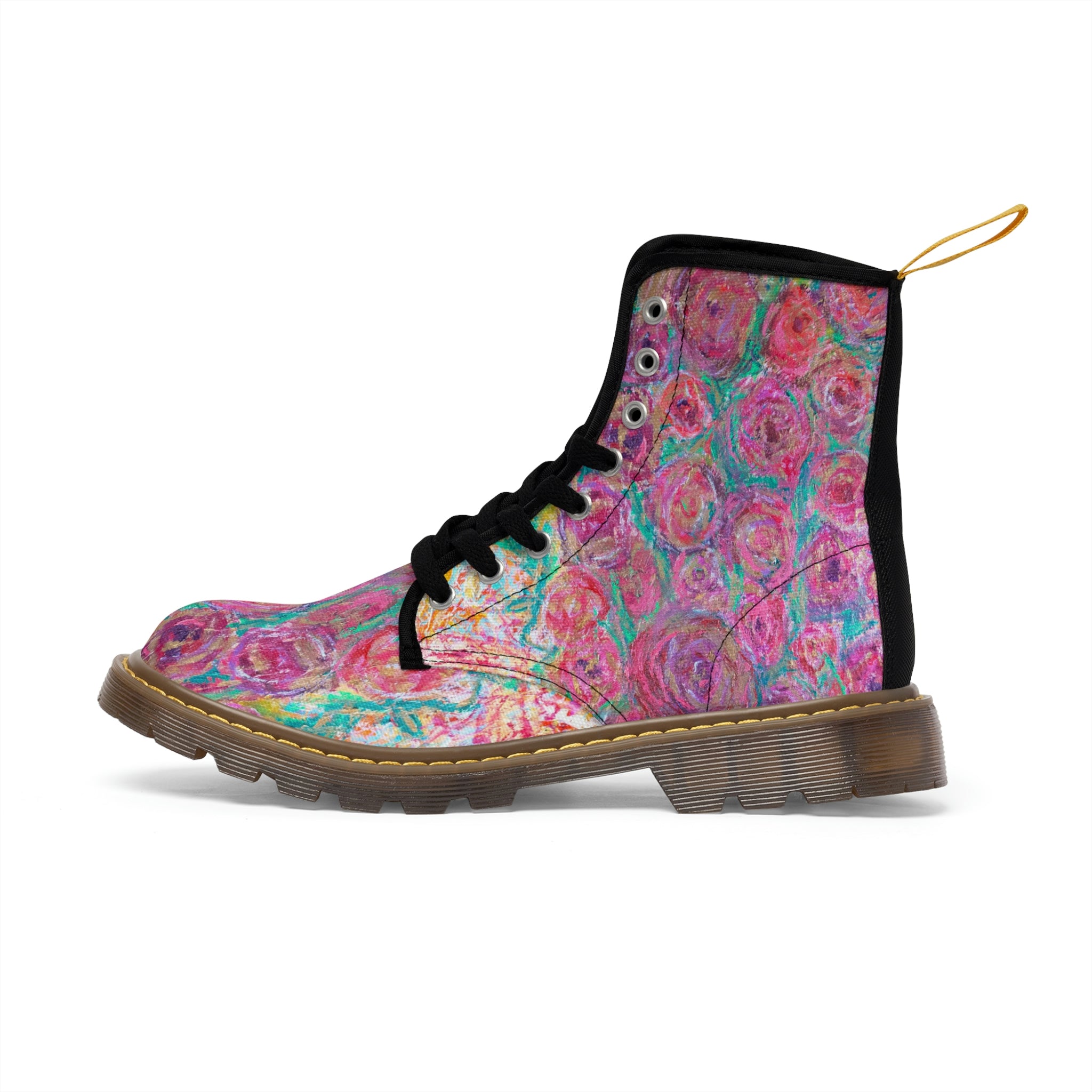 Women's Canvas Boots, Vegan Leather, Art On Shoes