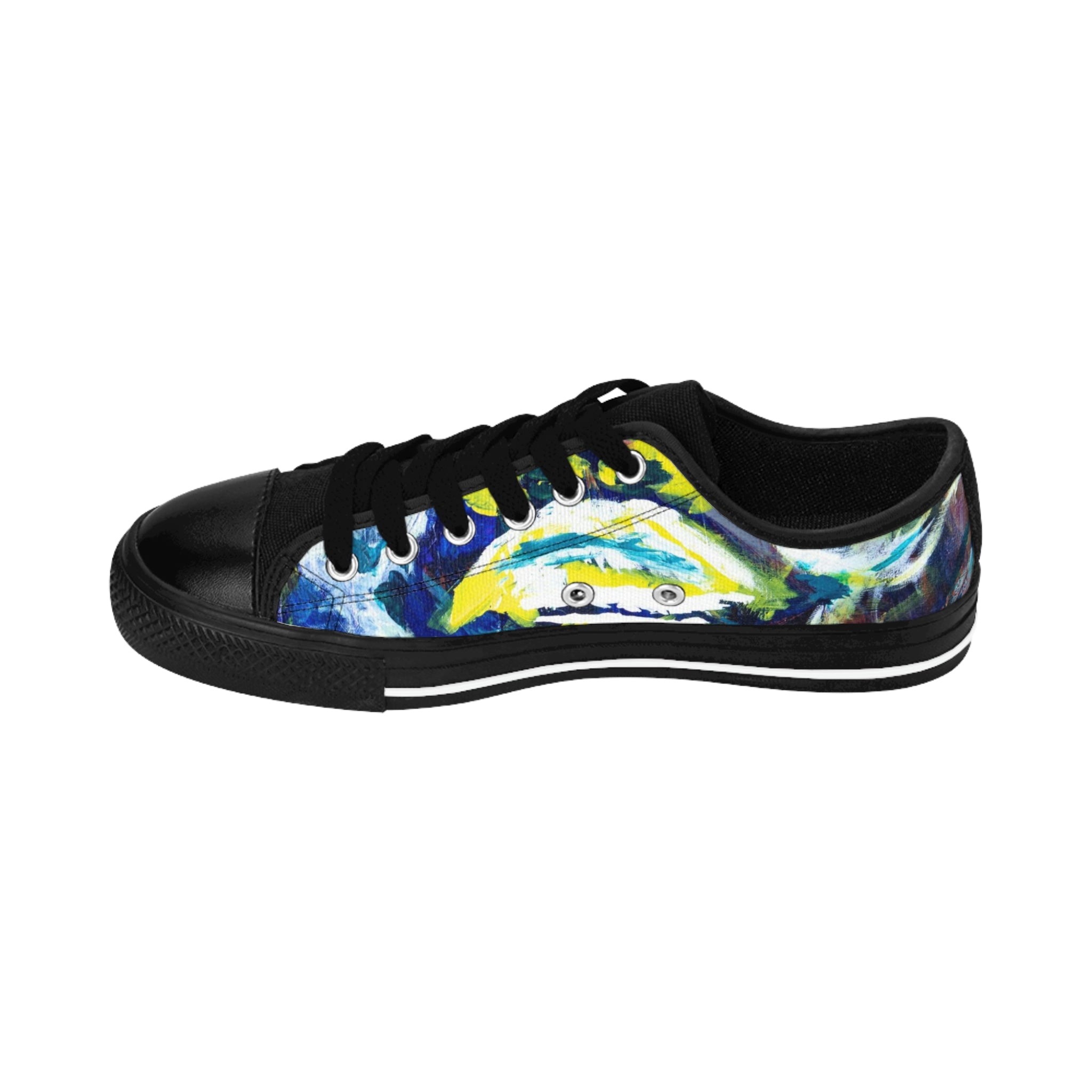 Men's Top Low Sneakers, Art On Shoes, Abstract Artwork Painted By A Professional Abstract Artist