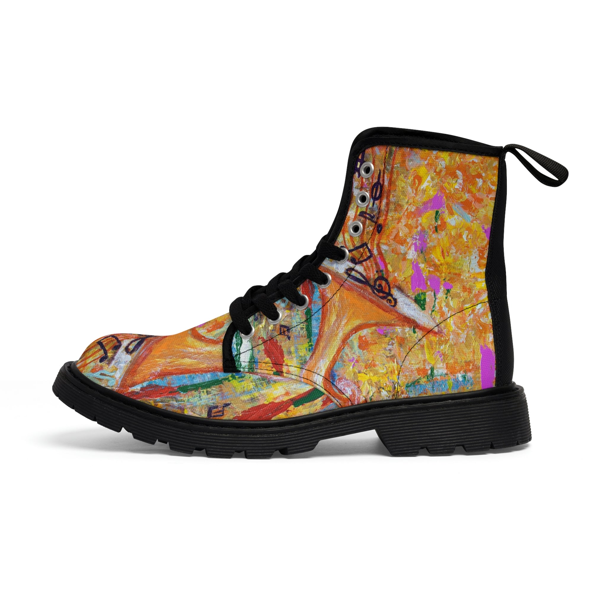 Women's Canvas Boots Womens Boots, Vegan Leather, Art On Shoes