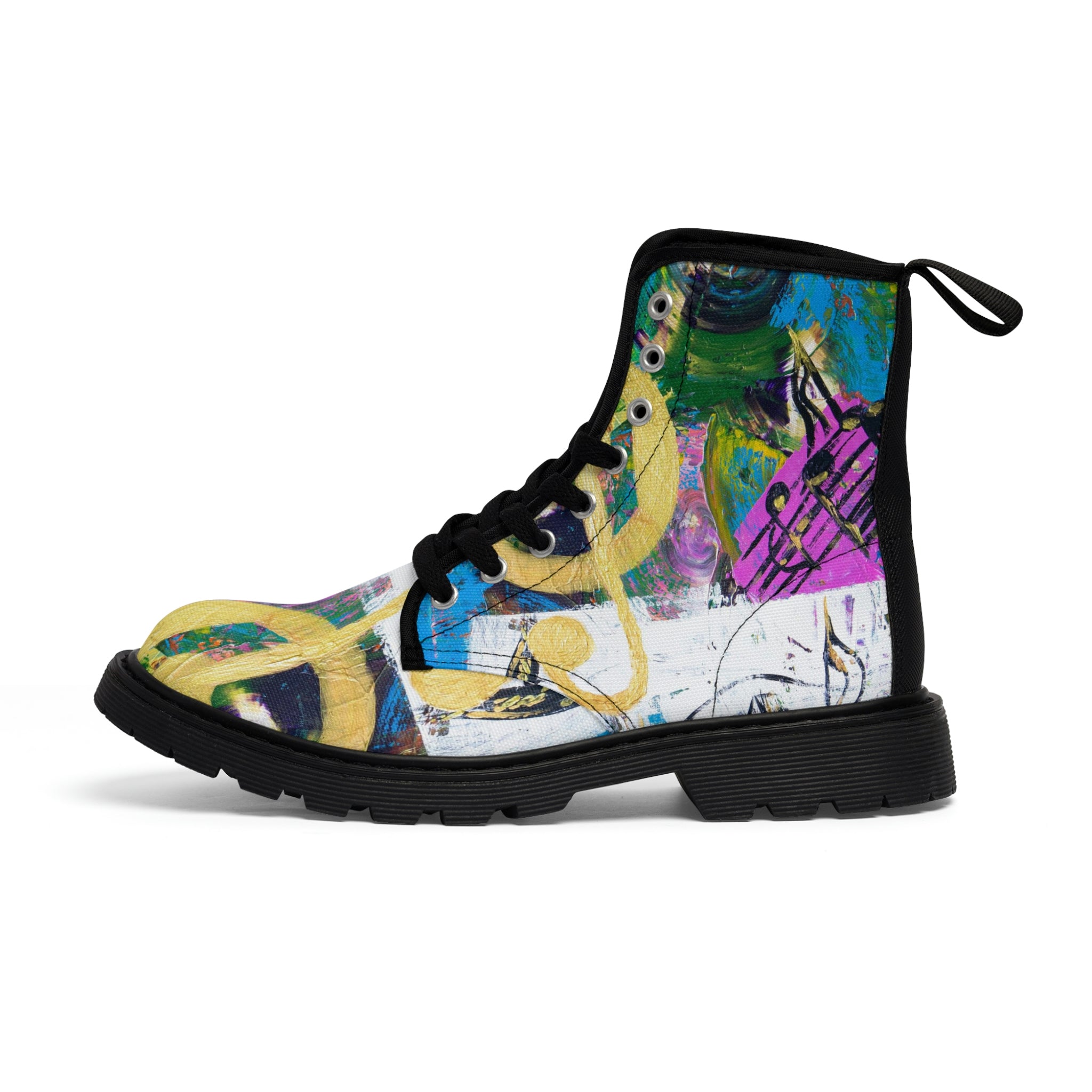 Women's Canvas Boots Womens Boots, Vegan Leather, Art On Shoes