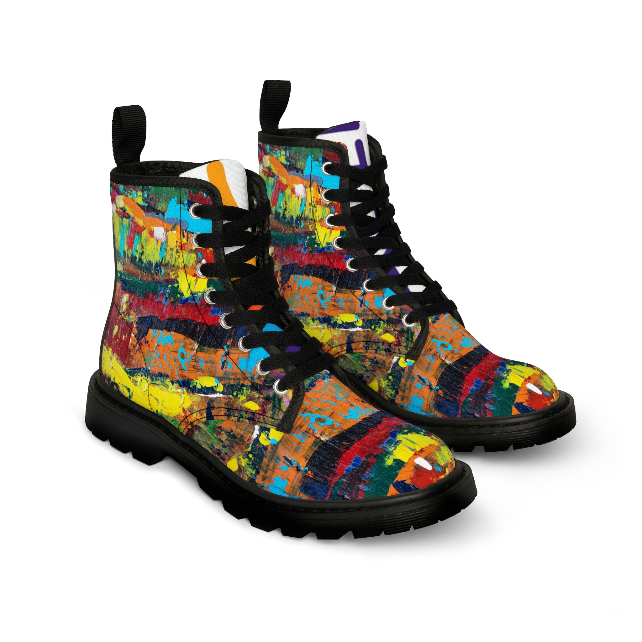 Women's Canvas Boots Womens Boots, Vegan Leather, Art On Shoes