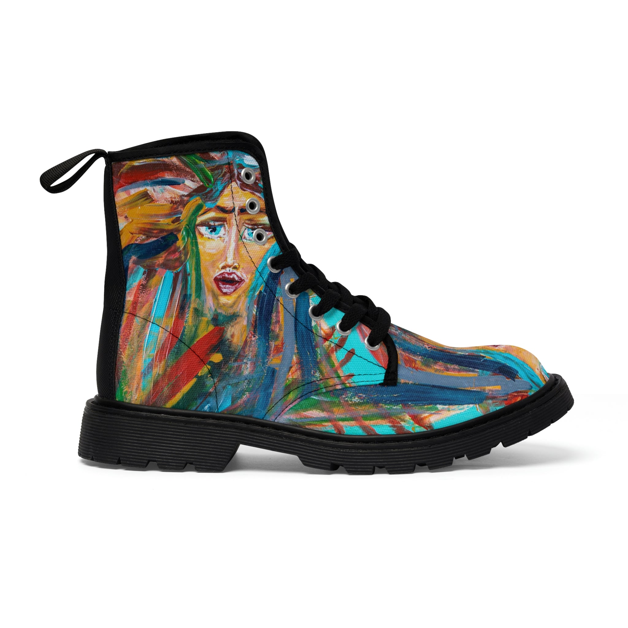 Women's Canvas Boots Womens Boots, Vegan Leather, Art On Shoes