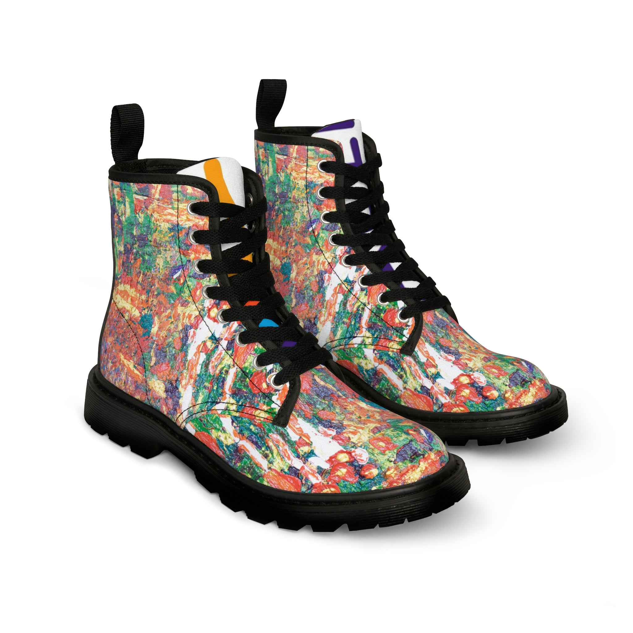 Women's Canvas Boots, Vegan Leather, Art On Shoes