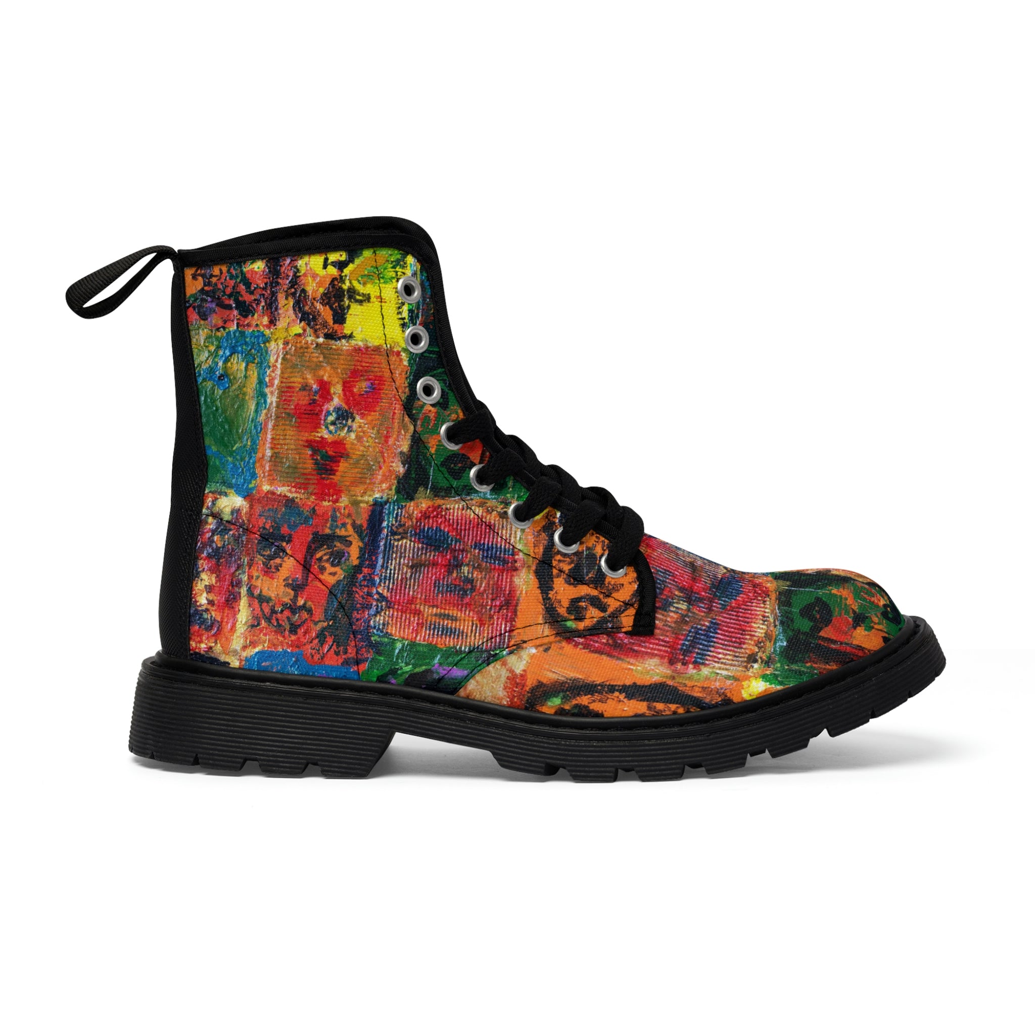 Women's Canvas Boots Womens Boots, Vegan Leather, Art On Shoes