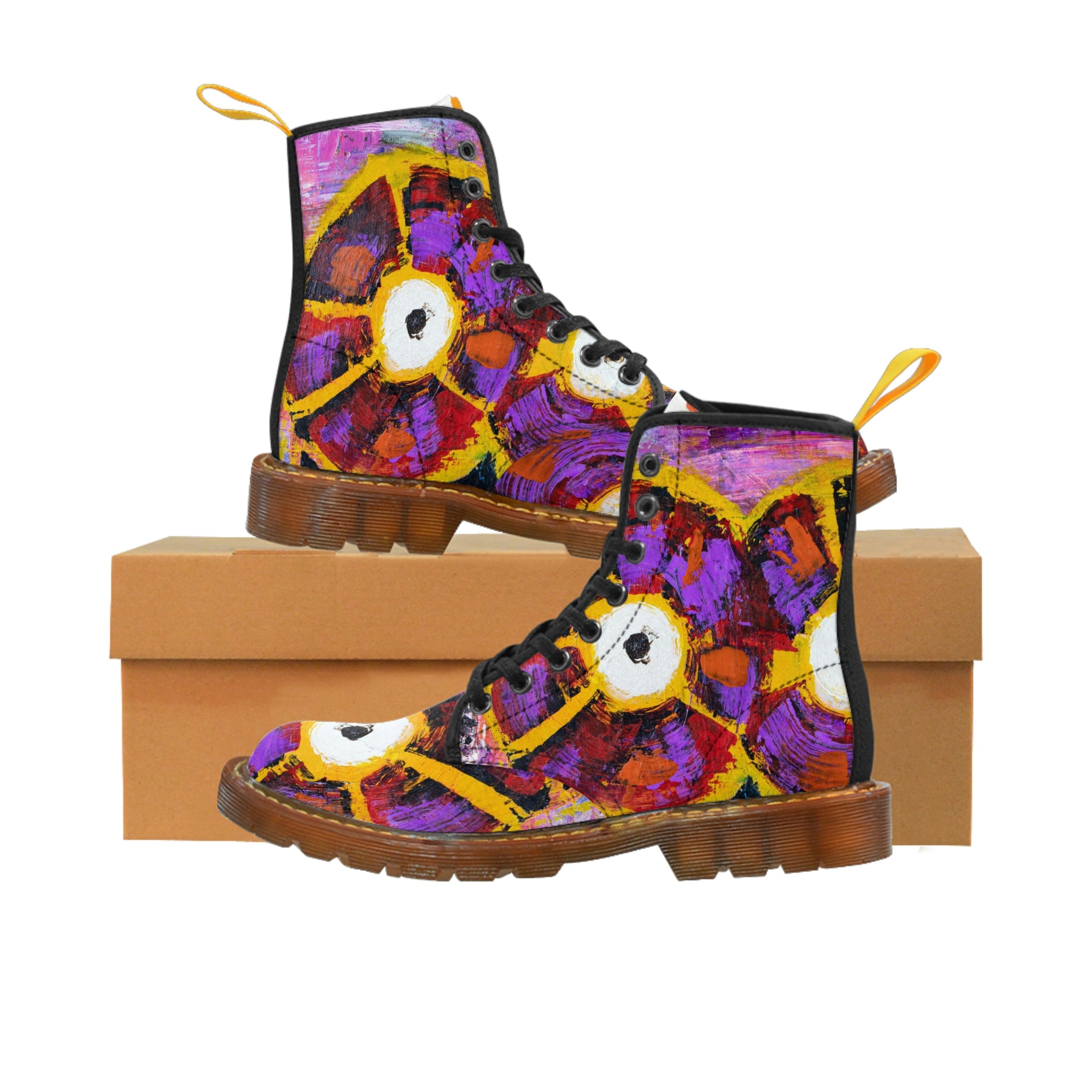 Women's Canvas Boots Womens Boots, Vegan Leather, Art On Shoes