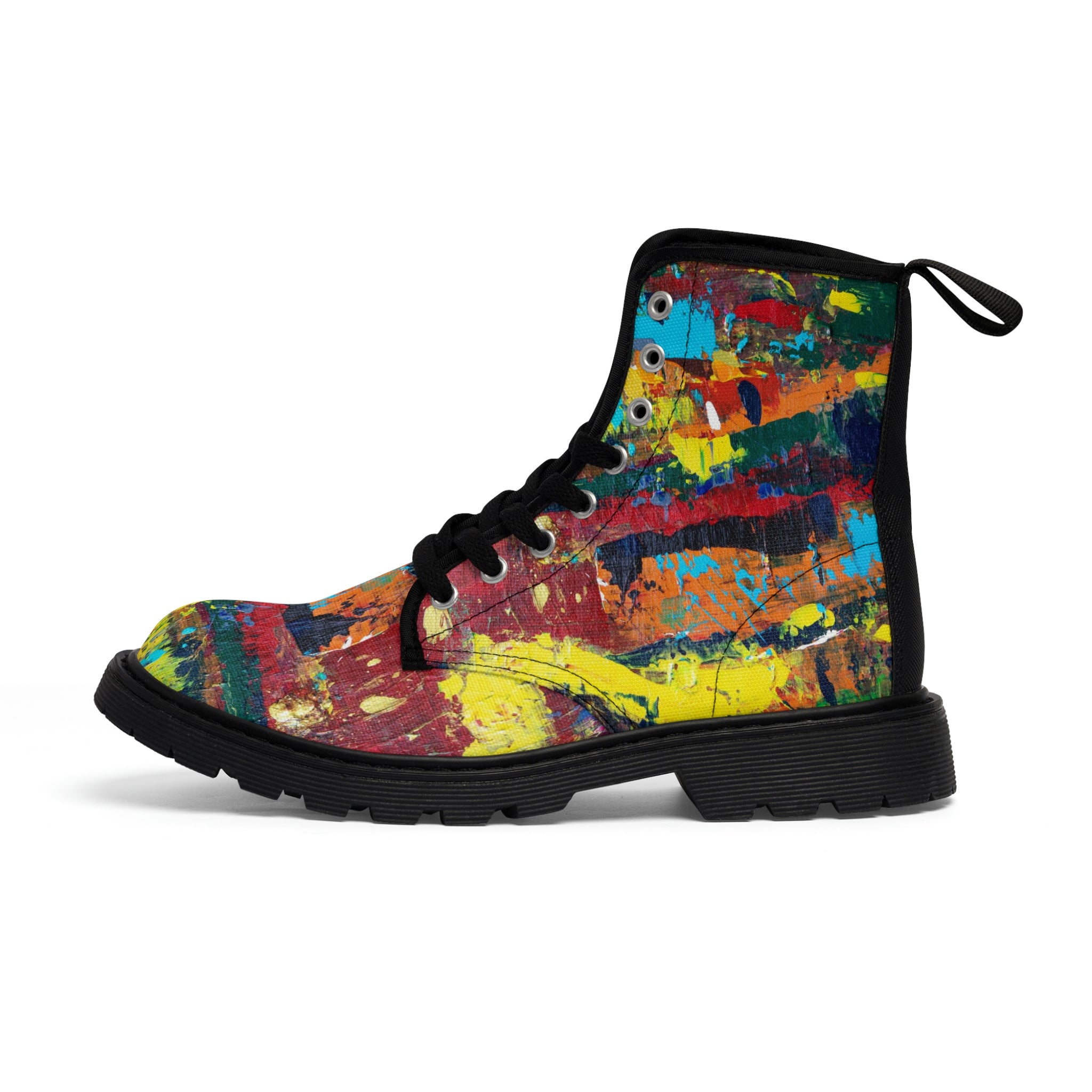 Women's Canvas Boots Womens Boots, Vegan Leather, Art On Shoes