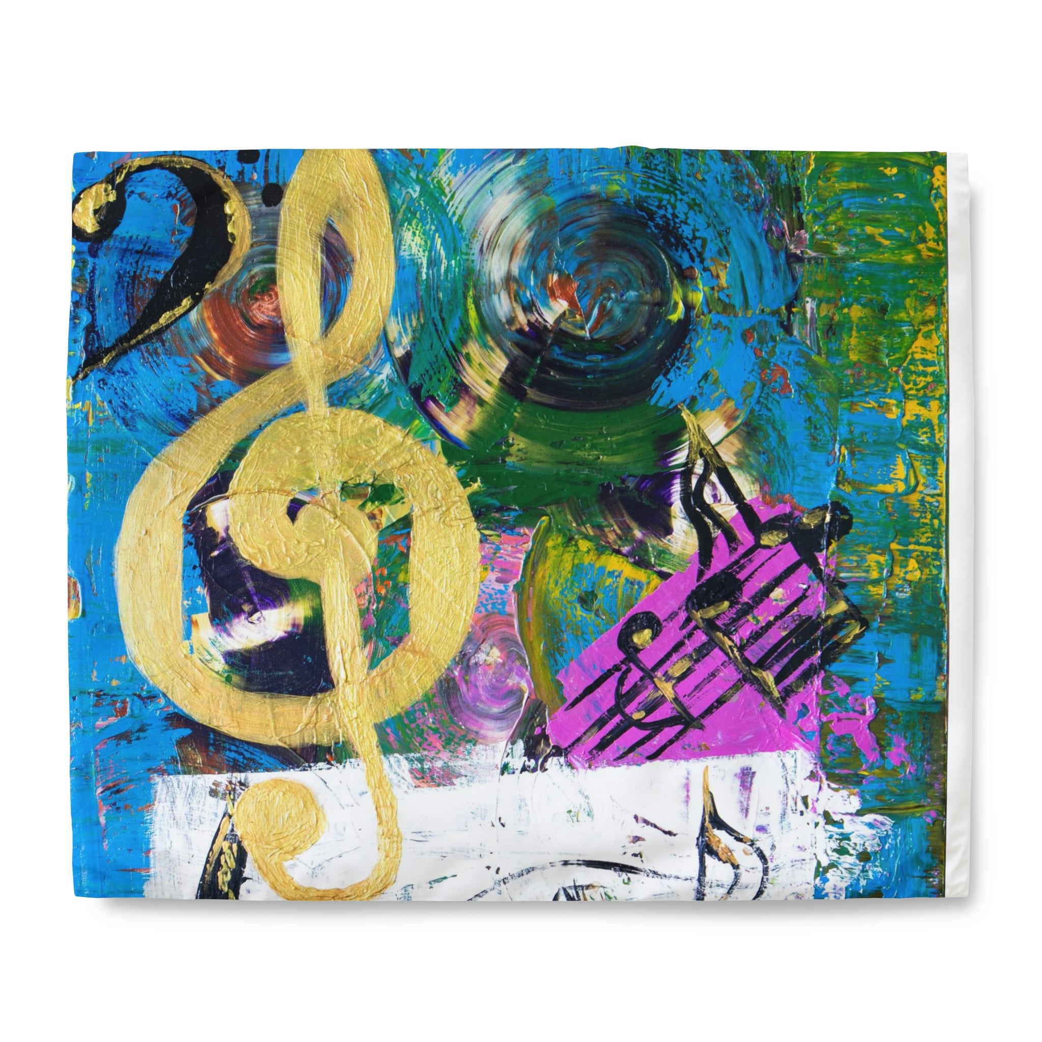 Duvet Cover, Abstract Vinyl Records, A Golden Treble Clef And Notes