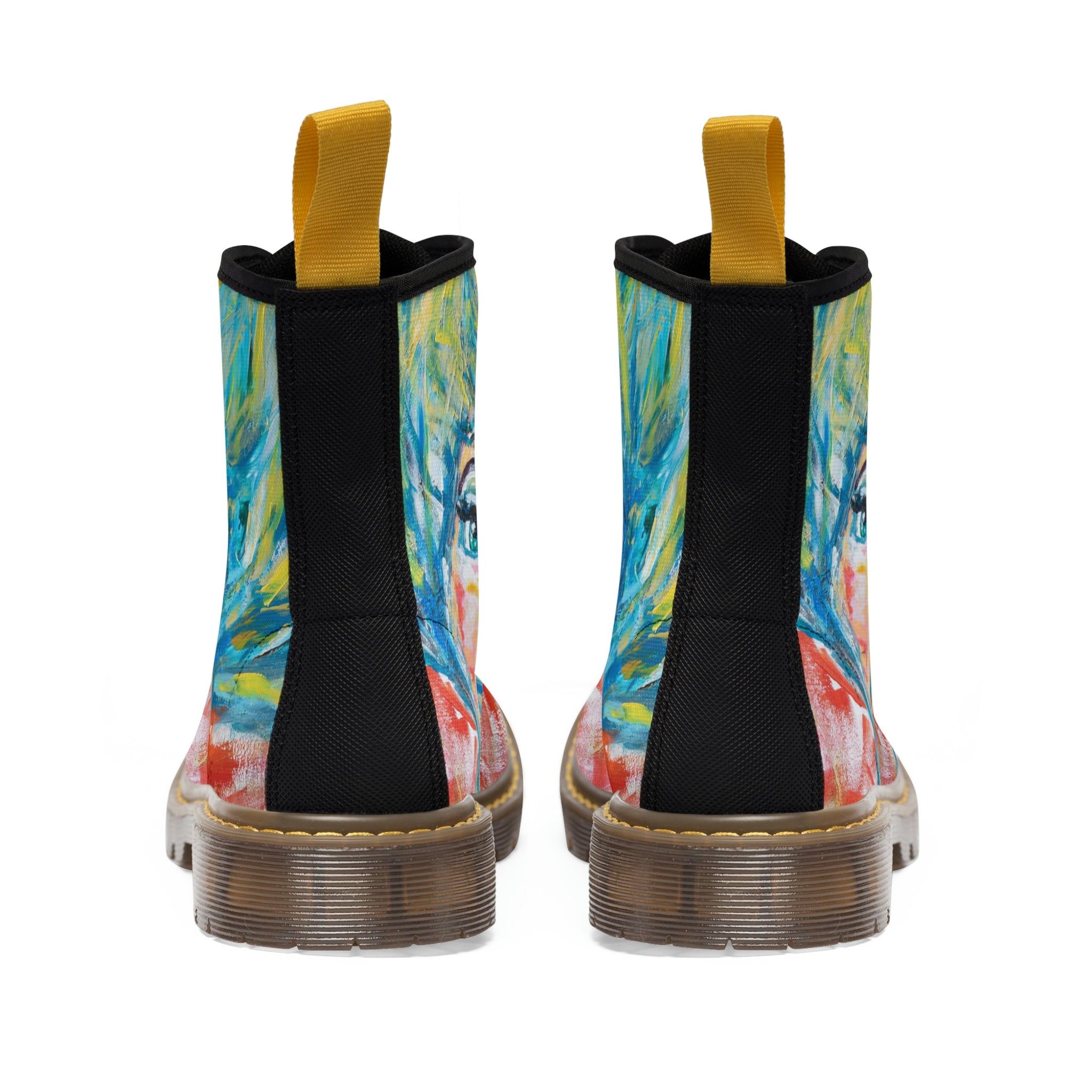 Women's Canvas Boots Womens Boots, Vegan Leather, Art On Shoes