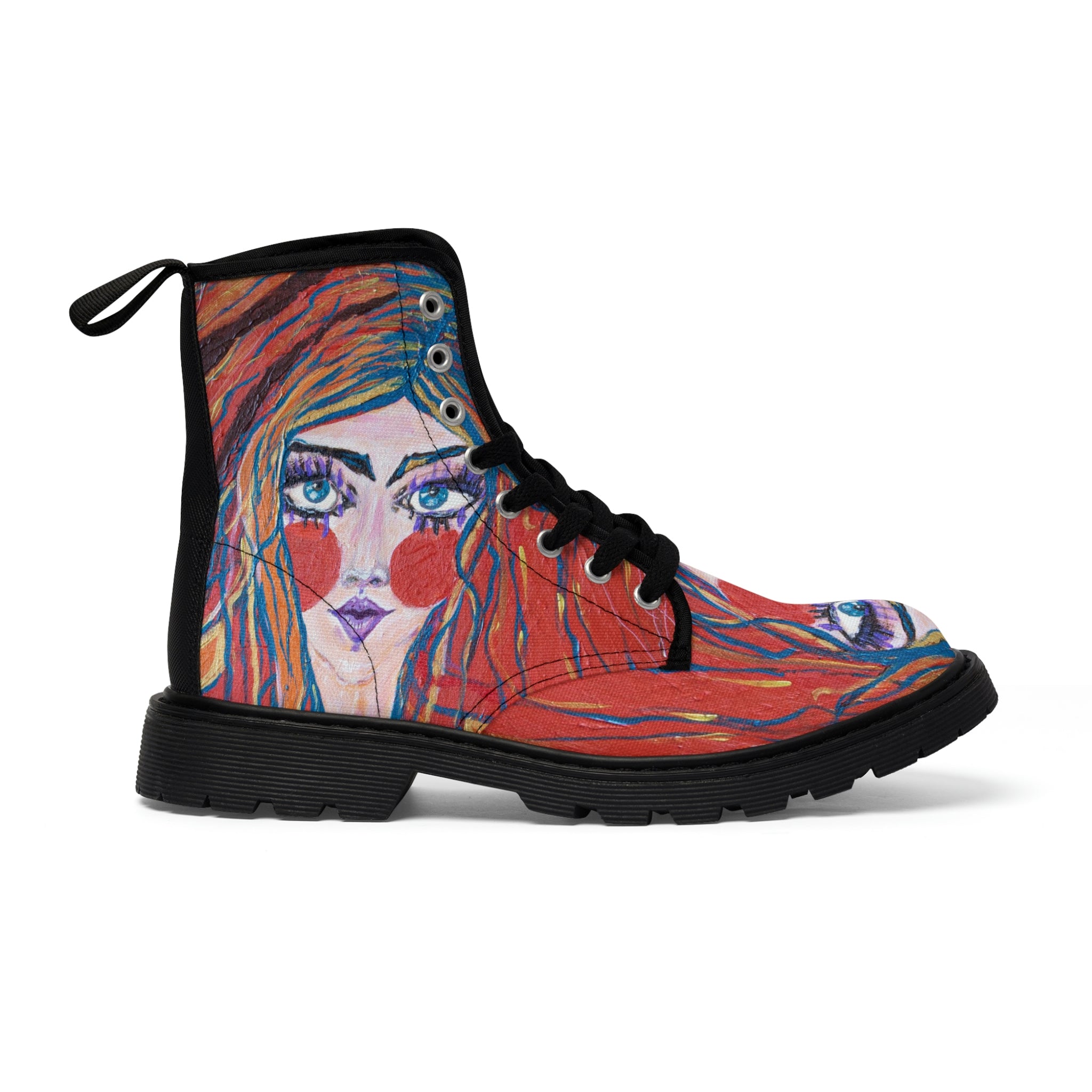 Women's Canvas Boots Womens Boots, Vegan Leather, Art On Shoes