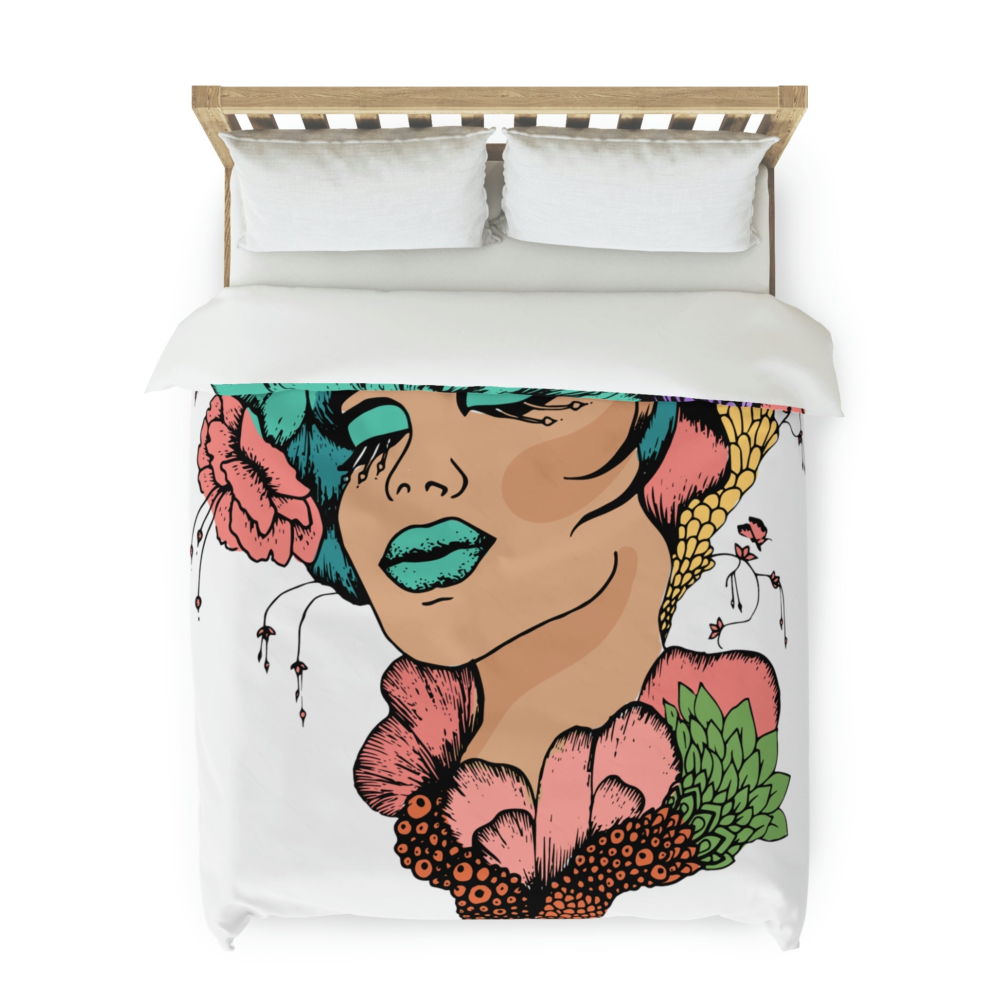 Duvet Cover,  Woman´s Face with Green Maked Up Eyes