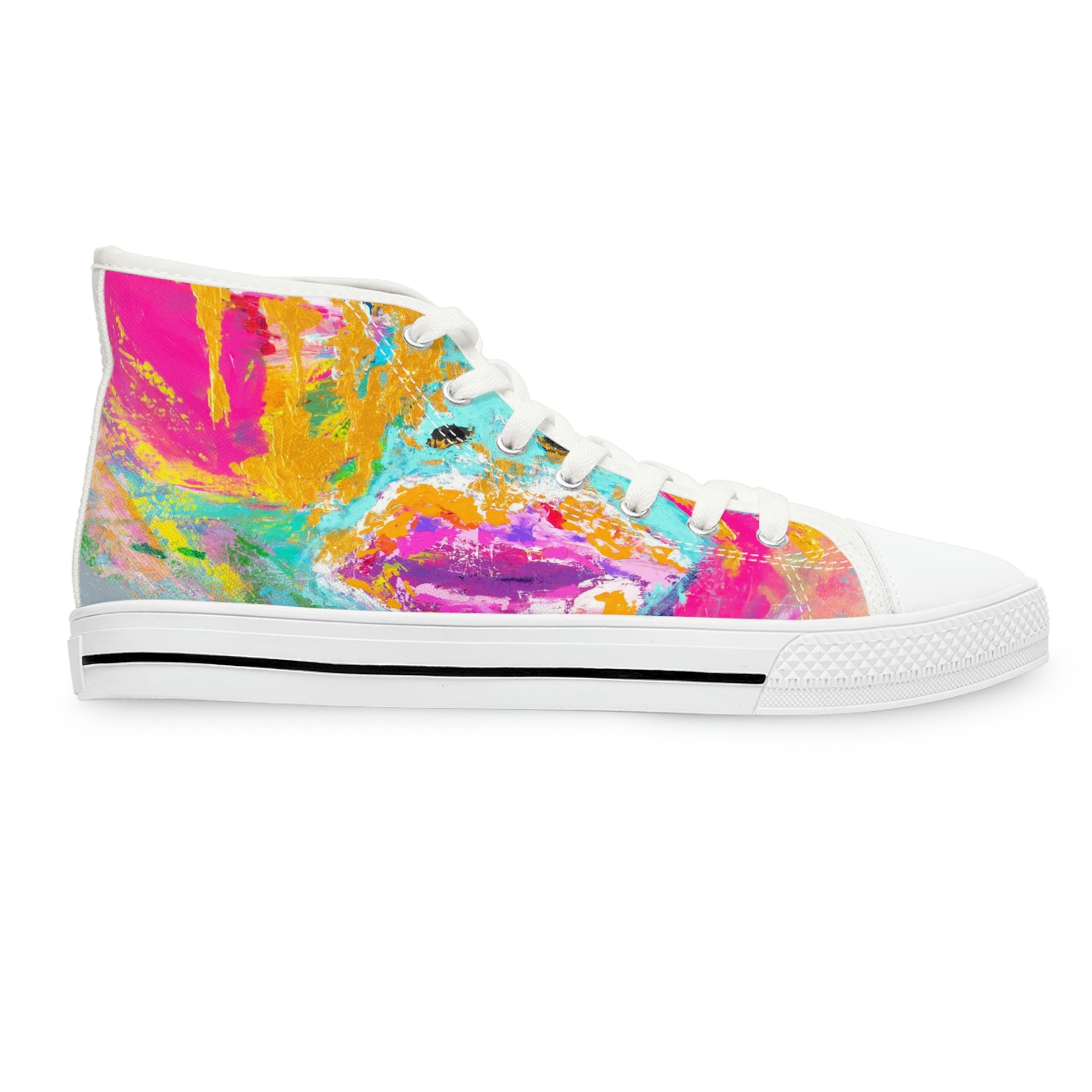 Women's High Top Sneakers, Art On Shoes, Abstract Woman Painted By A Professional Abstract Painting Artist