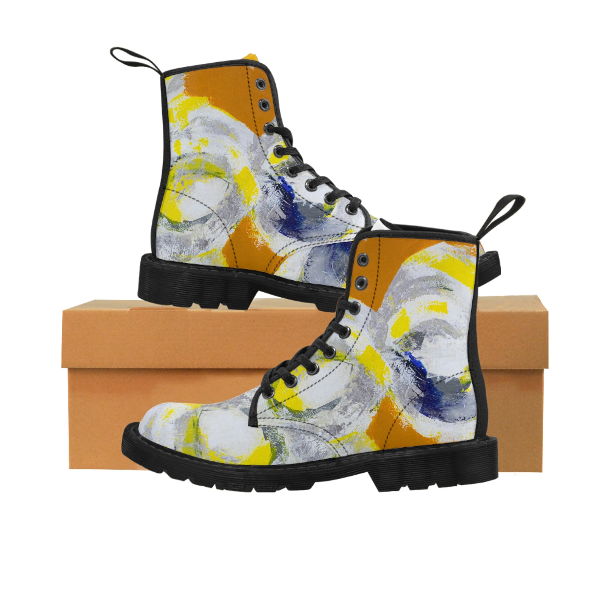 Women's Canvas Boots Womens Boots, Vegan Leather, Art On Shoes