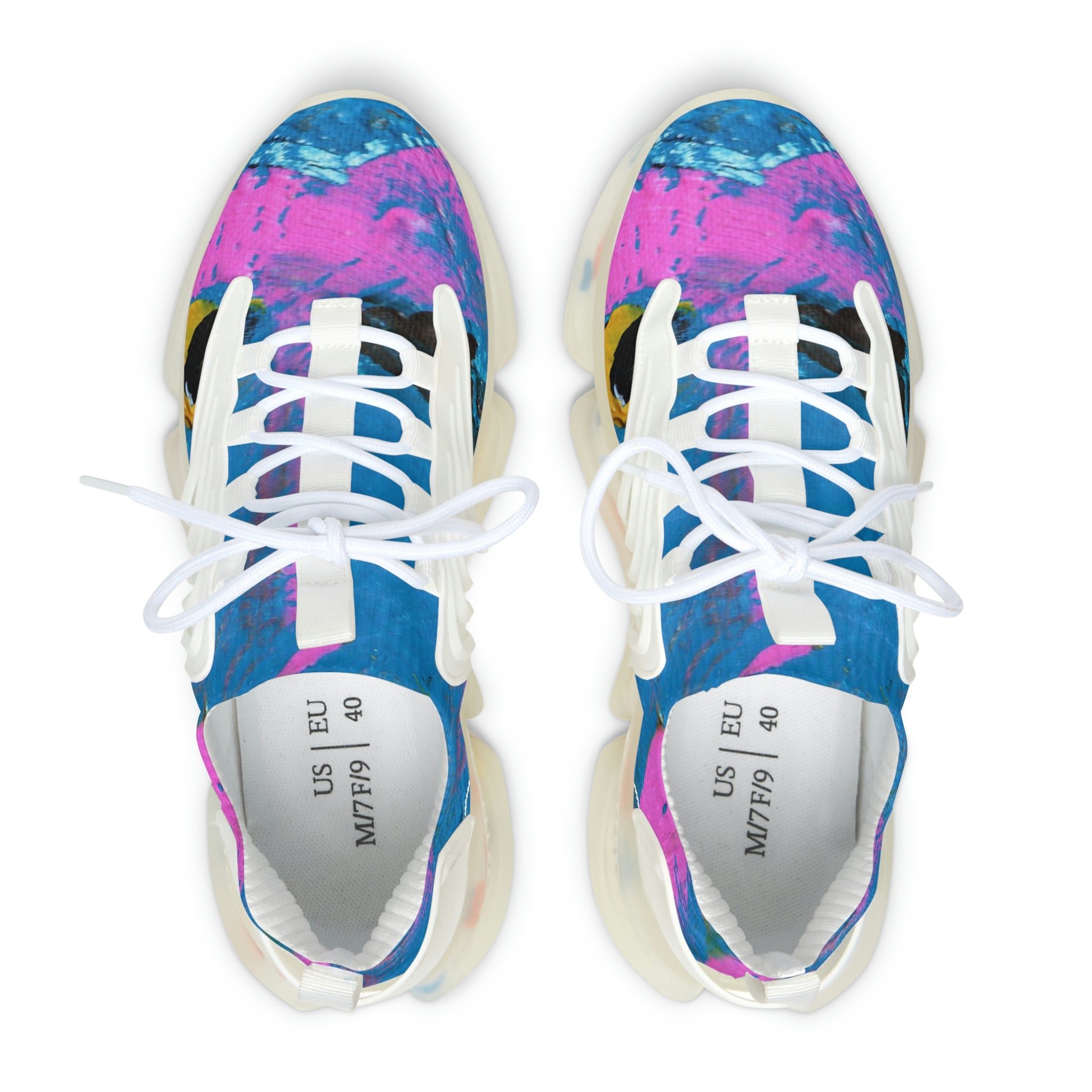 Mesh Women's Low Top Sneakers, Art On Shoes, Abstract Sky Painted By A Professional Abstract Painting Artist