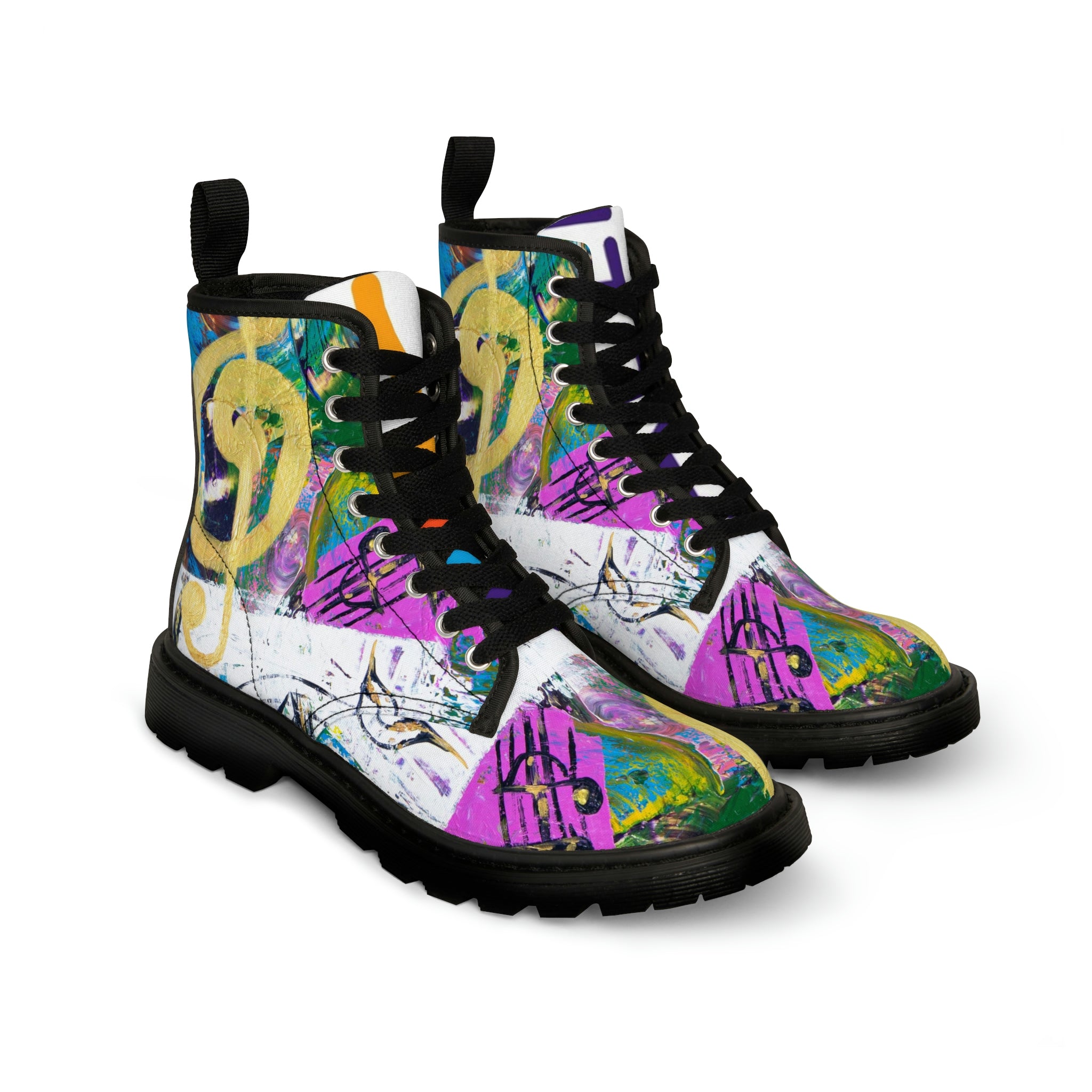 Women's Canvas Boots Womens Boots, Vegan Leather, Art On Shoes