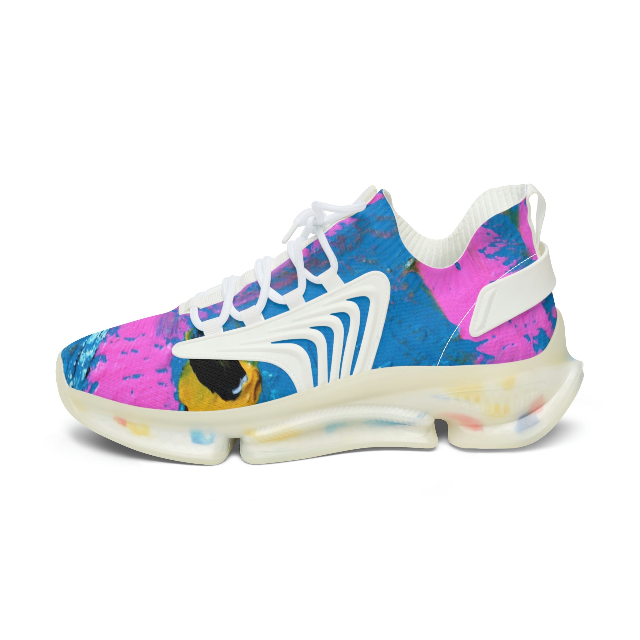 Mesh Women's Low Top Sneakers, Art On Shoes, Abstract Sky Painted By A Professional Abstract Painting Artist