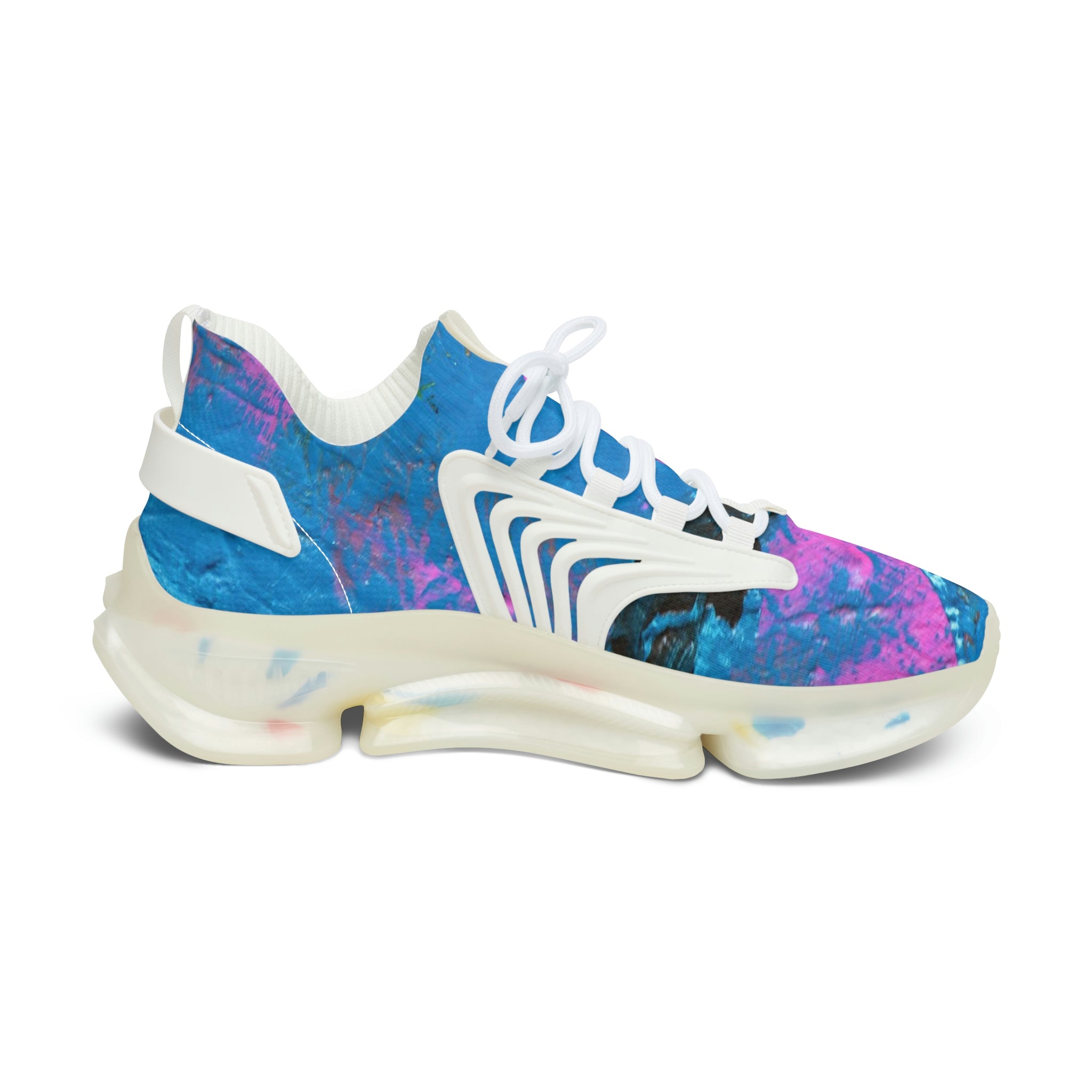 Mesh Women's Low Top Sneakers, Art On Shoes, Abstract Sky Painted By A Professional Abstract Painting Artist