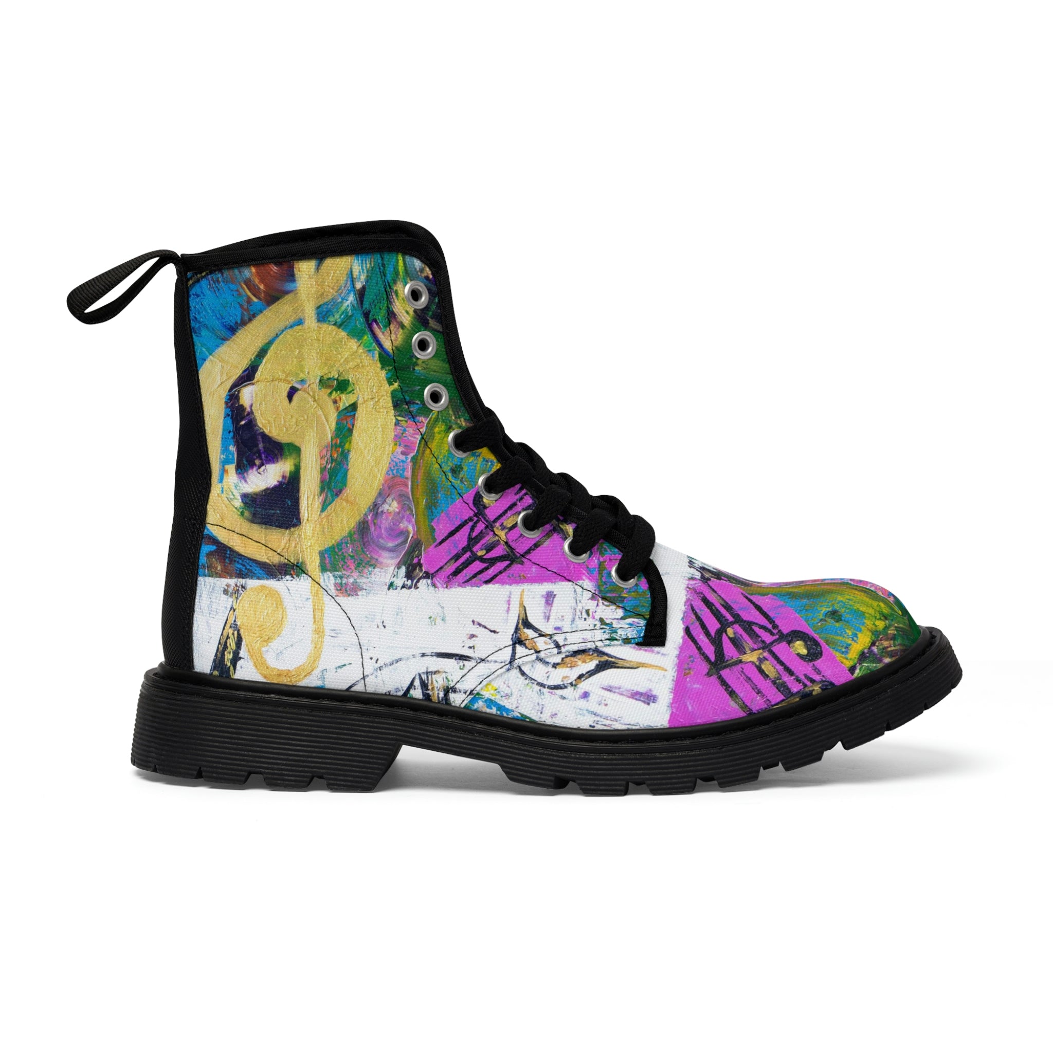 Women's Canvas Boots Womens Boots, Vegan Leather, Art On Shoes