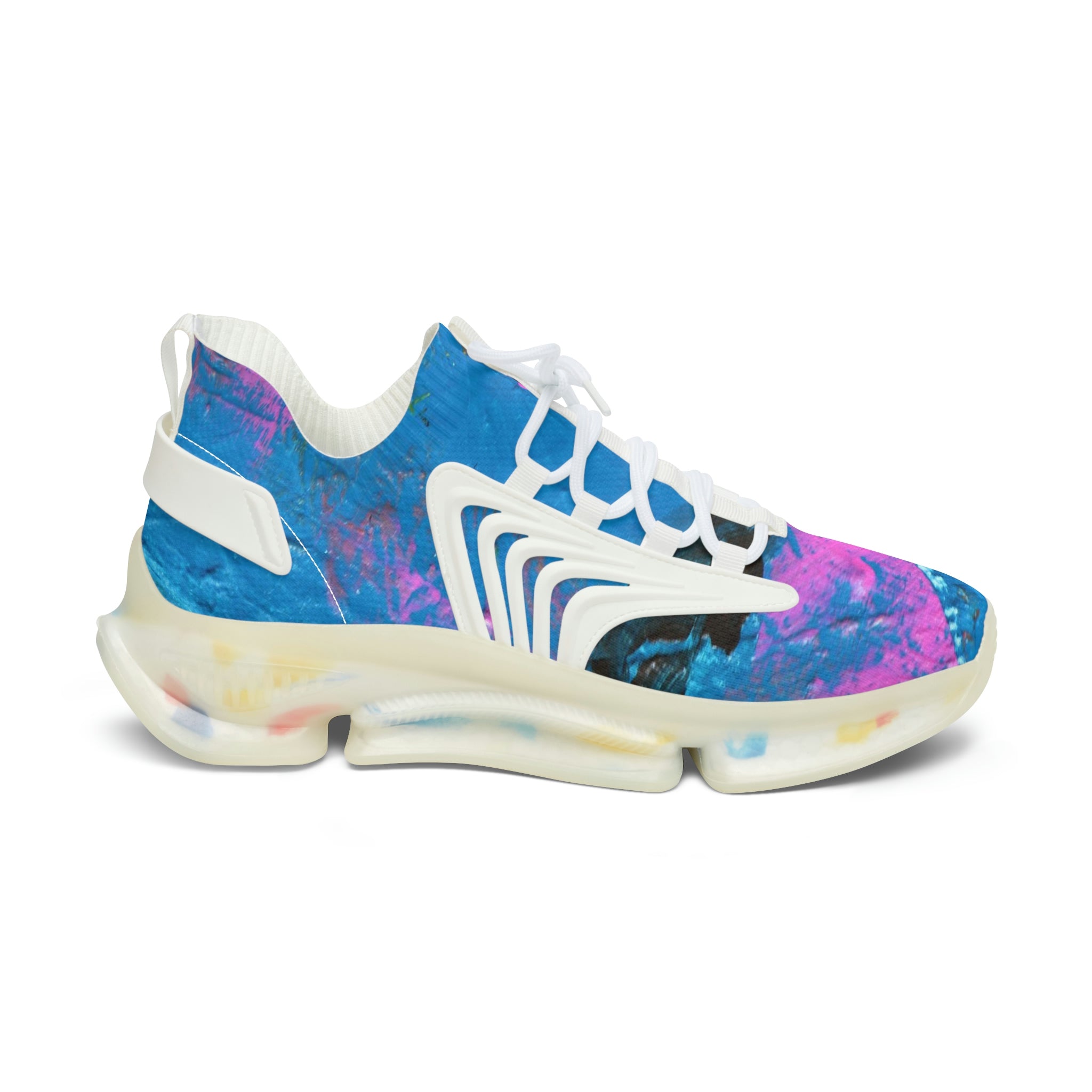 Mesh Women's Low Top Sneakers, Art On Shoes, Abstract Sky Painted By A Professional Abstract Painting Artist