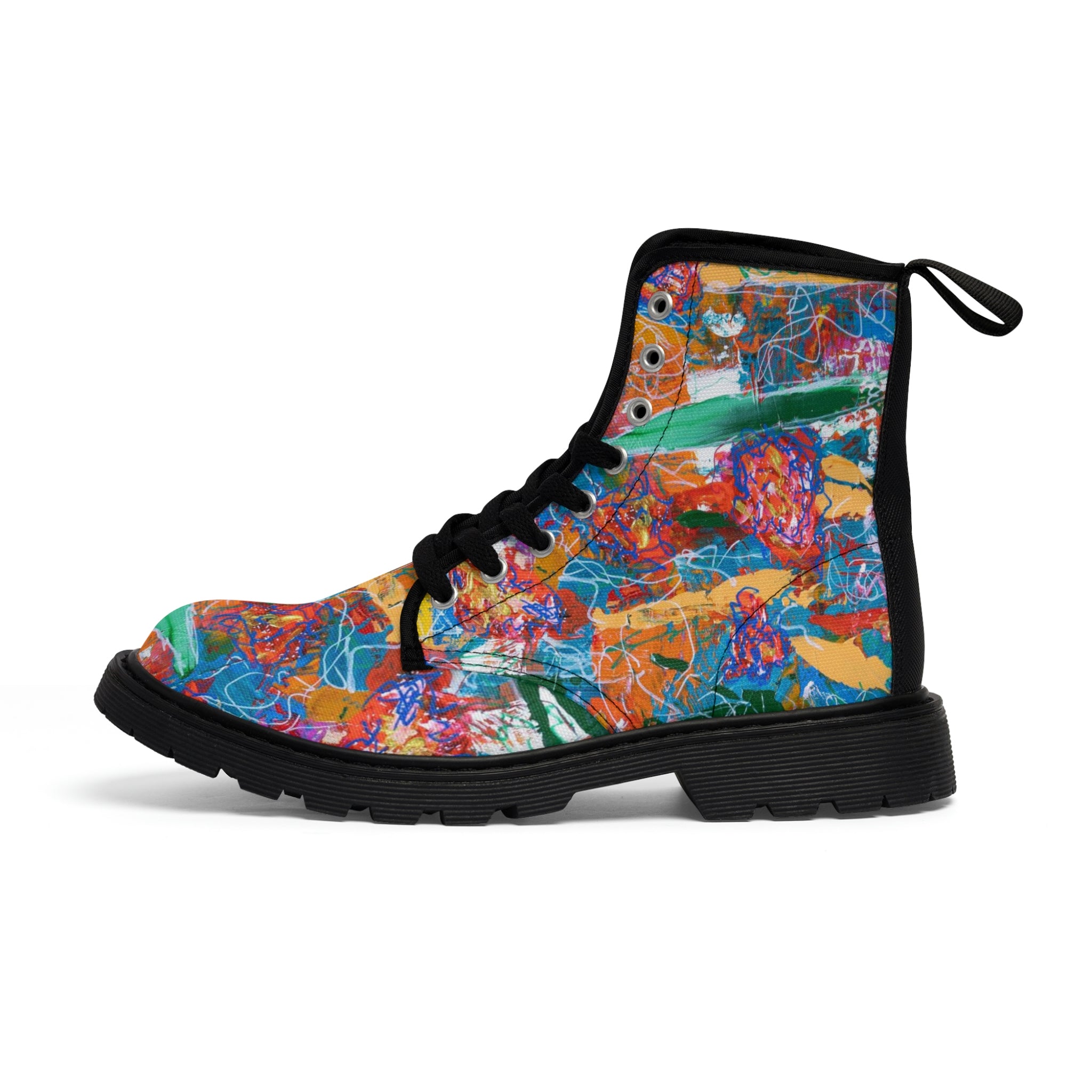 Women's Canvas Boots Womens Boots, Vegan Leather, Art On Shoes