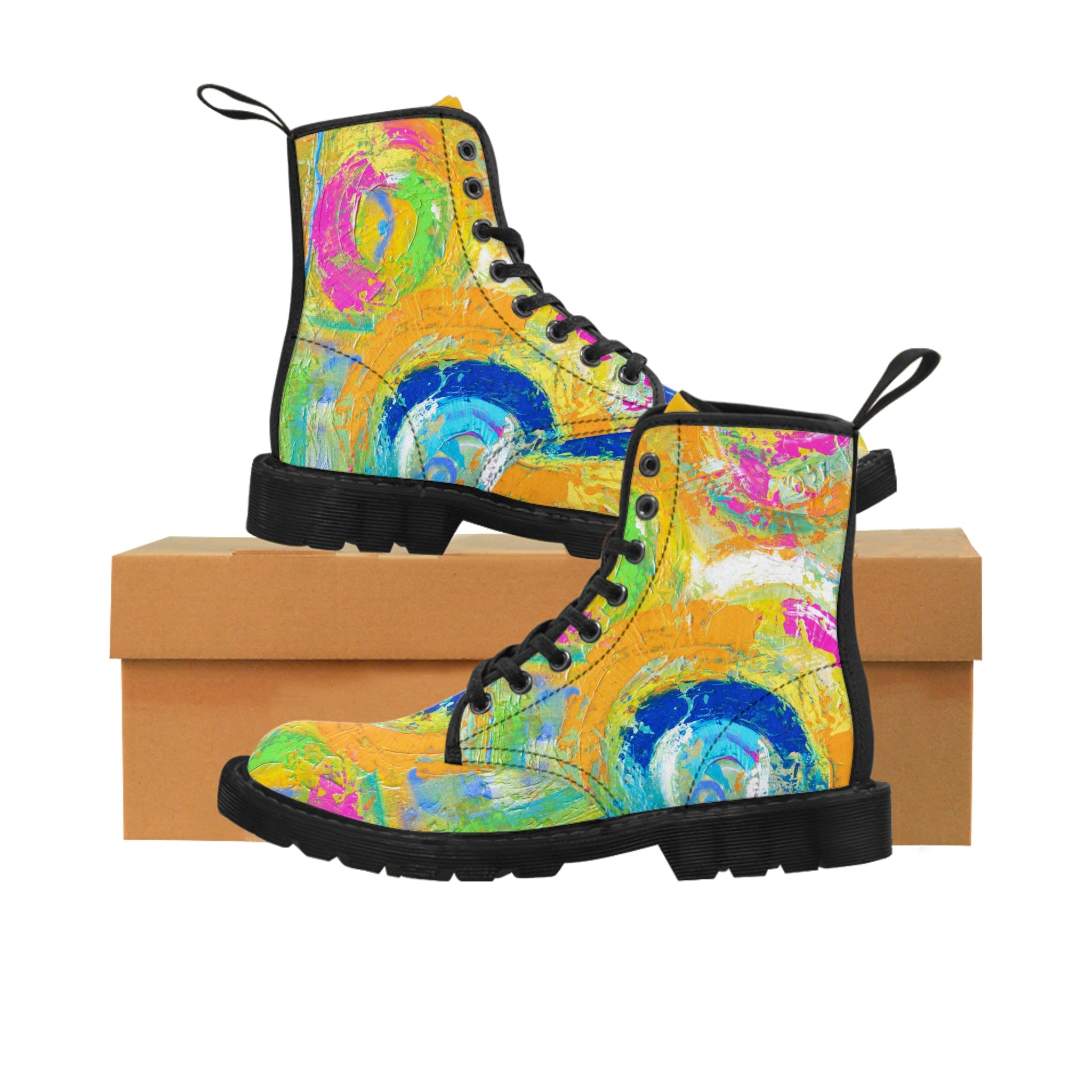 Women's Canvas Boots Womens Boots, Vegan Leather, Art On Shoes