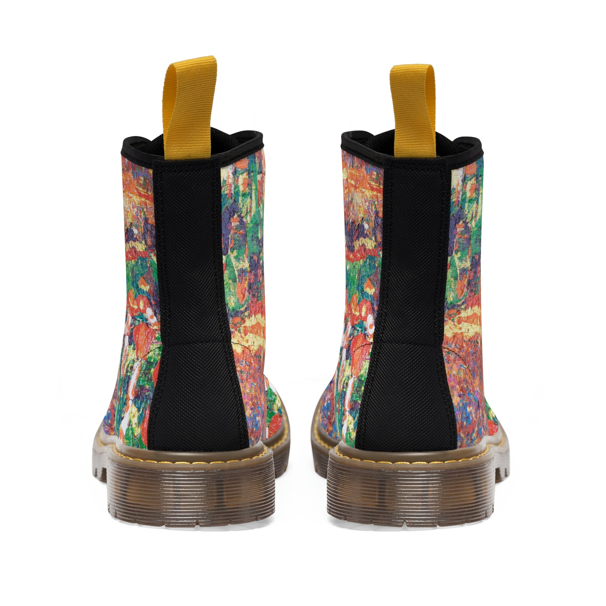 Women's Canvas Boots, Vegan Leather, Art On Shoes