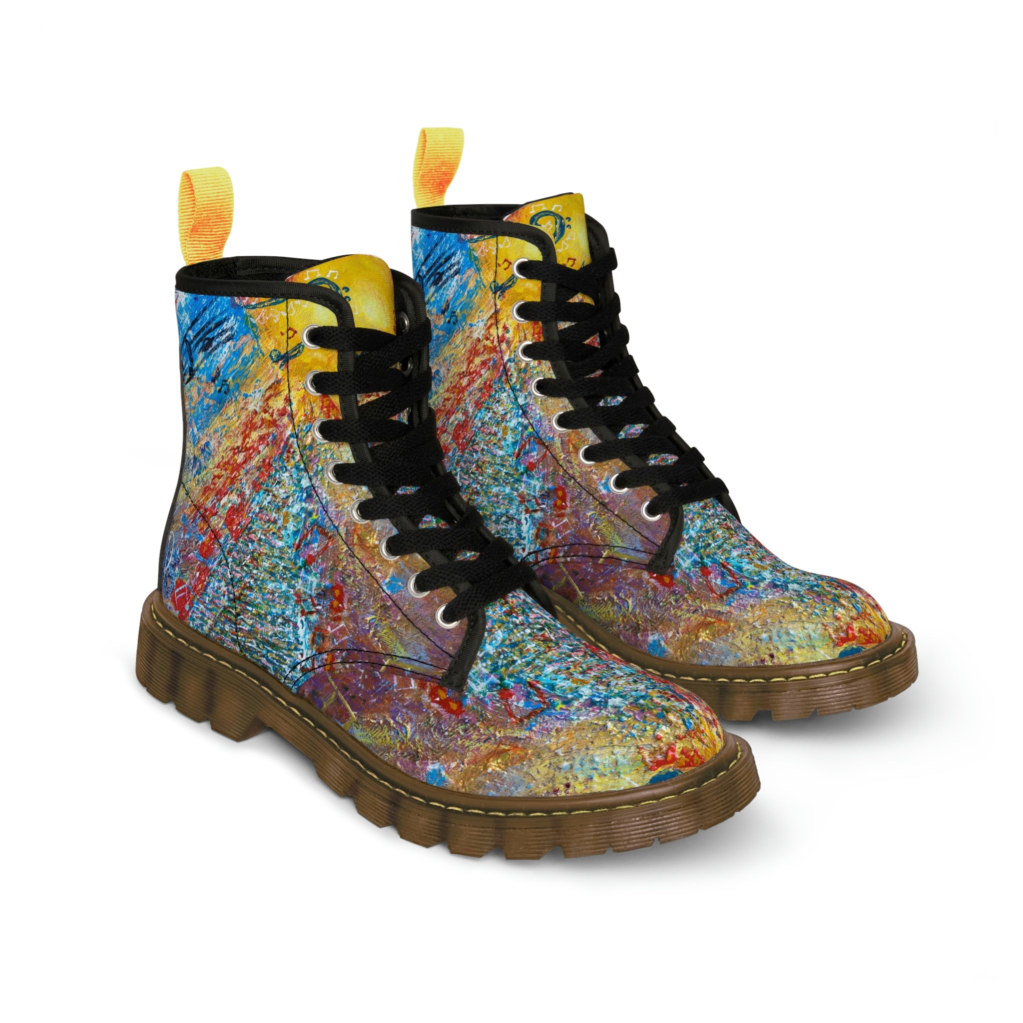 Women's Canvas Boots Womens Boots, Vegan Leather, Art On Shoes