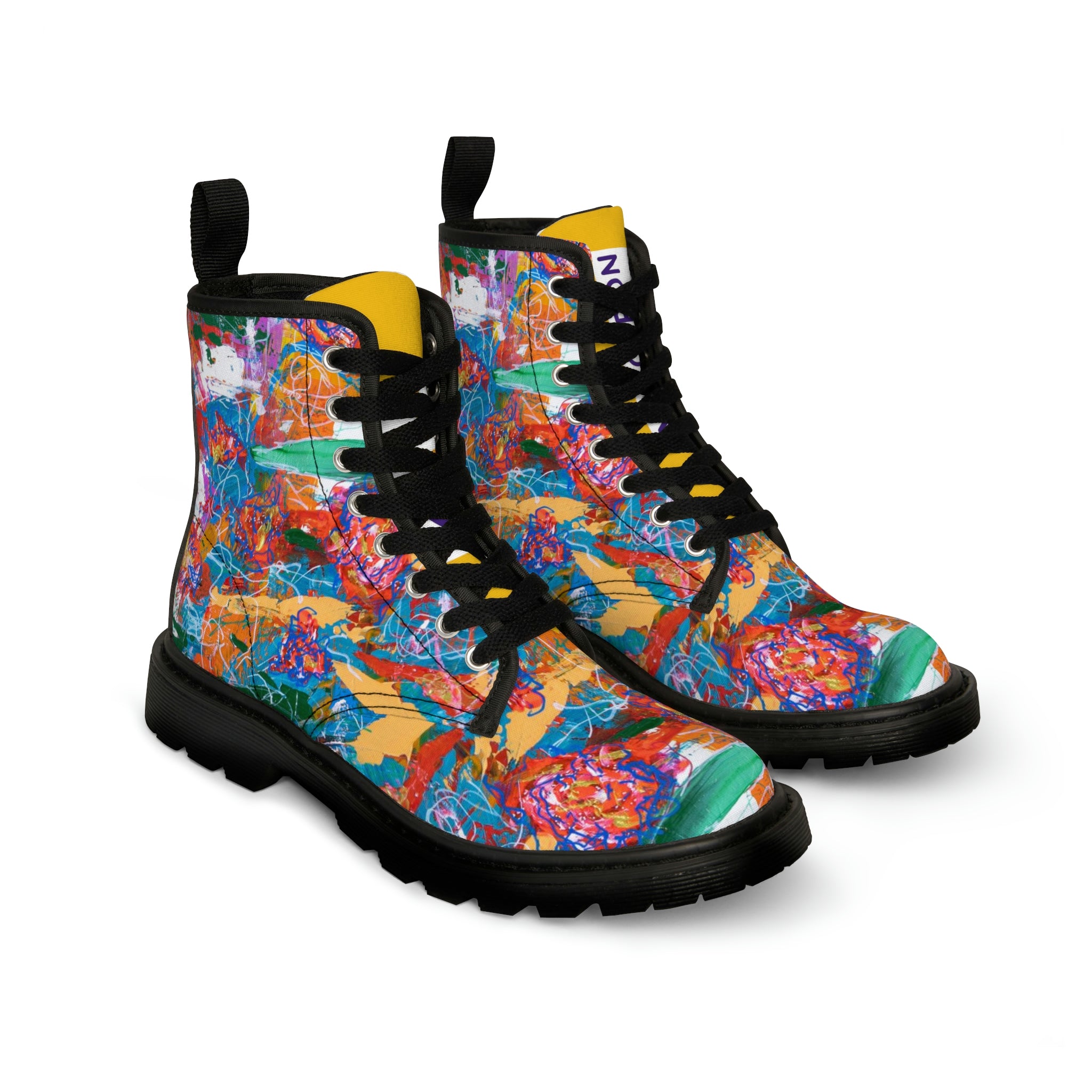 Women's Canvas Boots Womens Boots, Vegan Leather, Art On Shoes