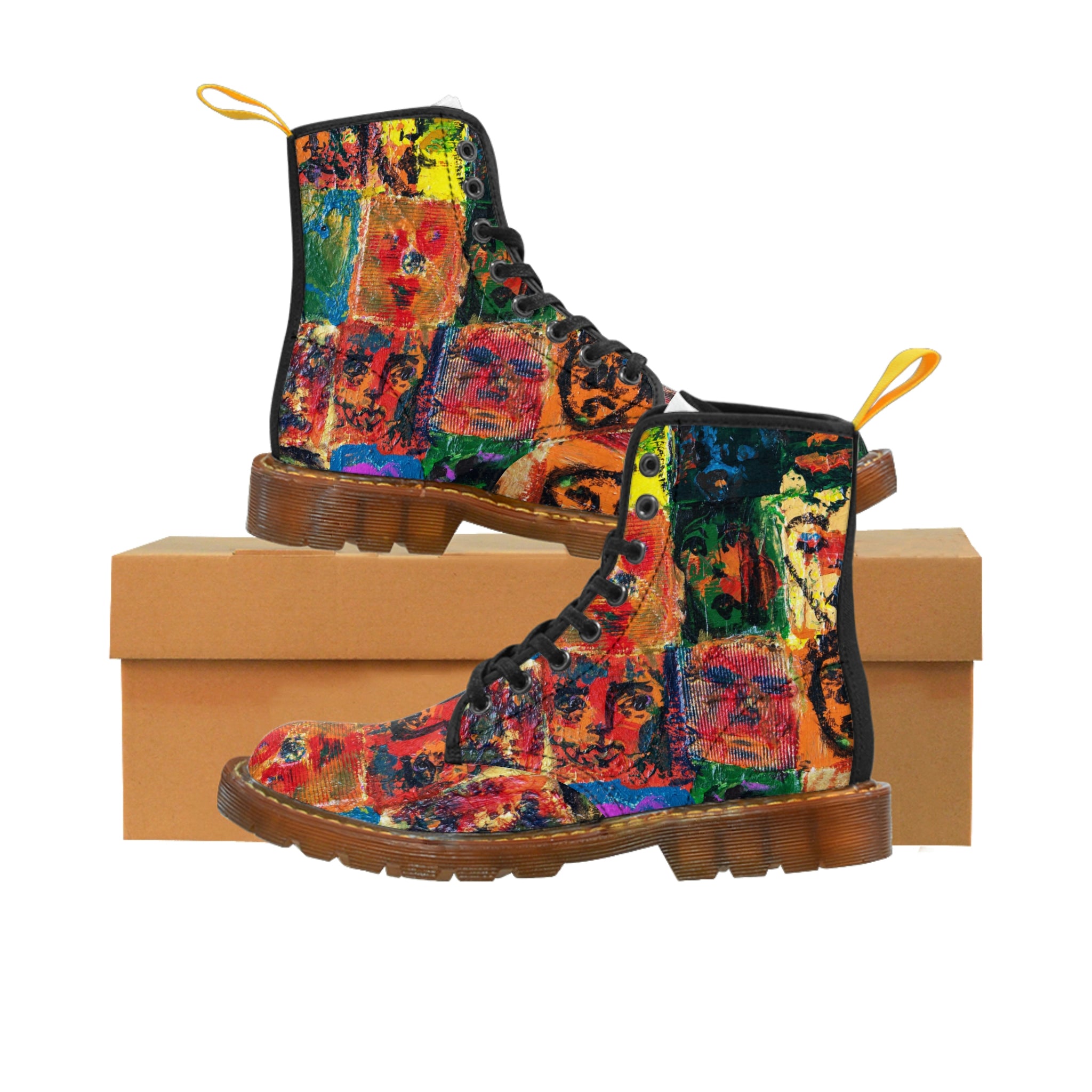 Women's Canvas Boots Womens Boots, Vegan Leather, Art On Shoes