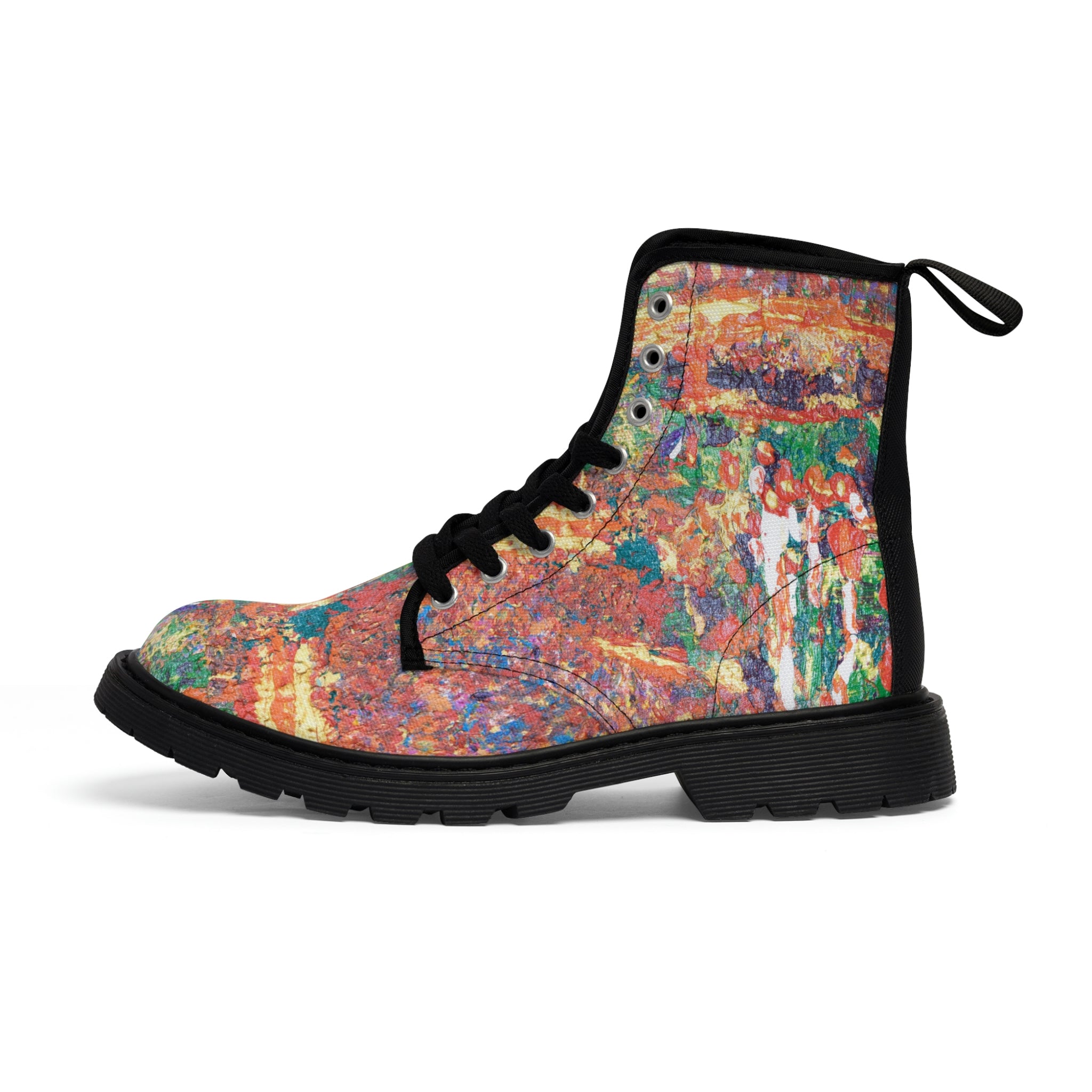 Women's Canvas Boots, Vegan Leather, Art On Shoes