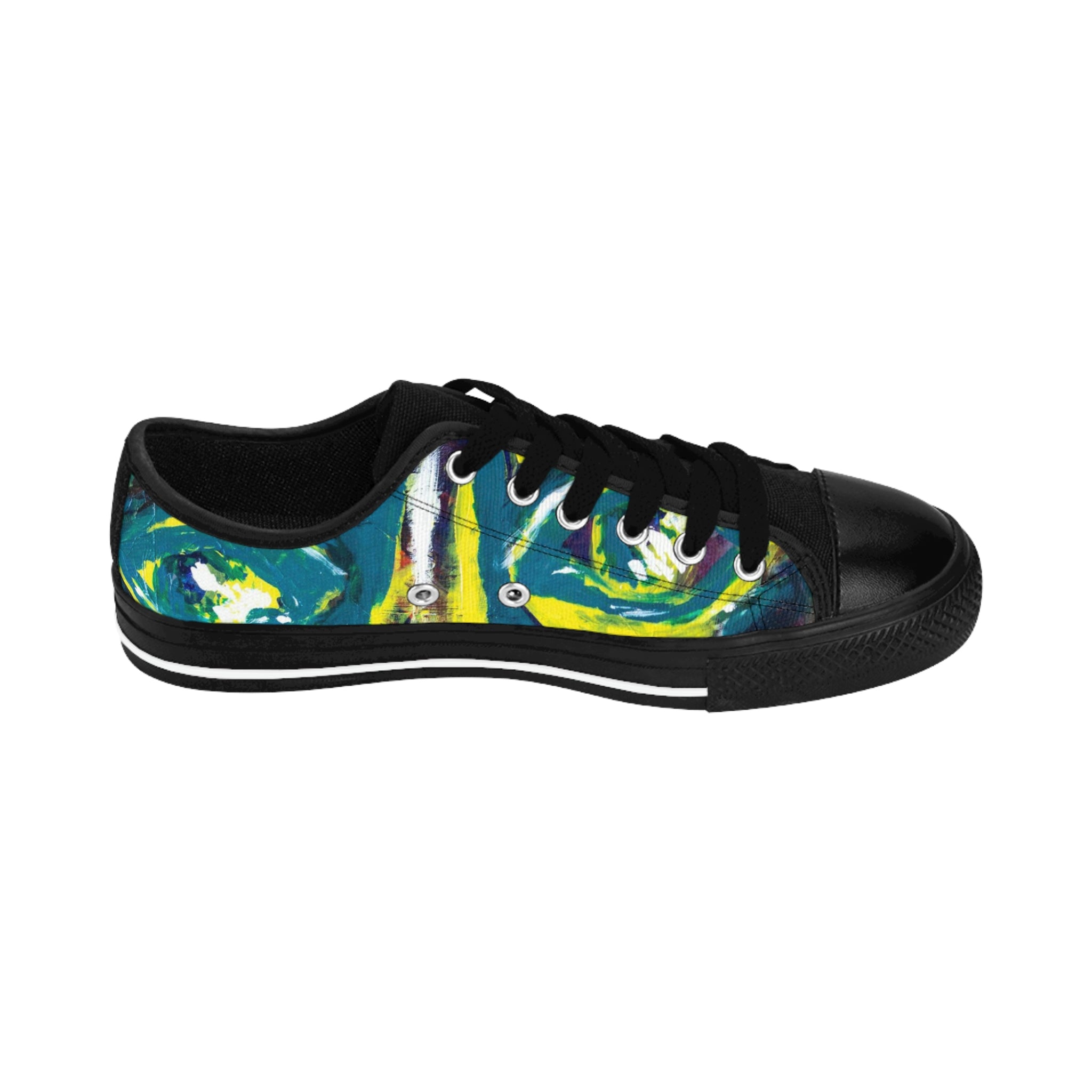 Men's Top Low Sneakers, Art On Shoes, Abstract Artwork Painted By A Professional Abstract Artist