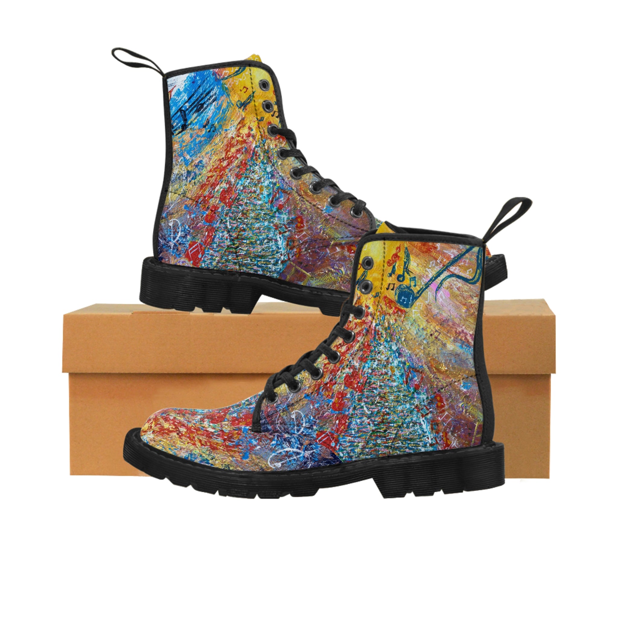 Women's Canvas Boots Womens Boots, Vegan Leather, Art On Shoes