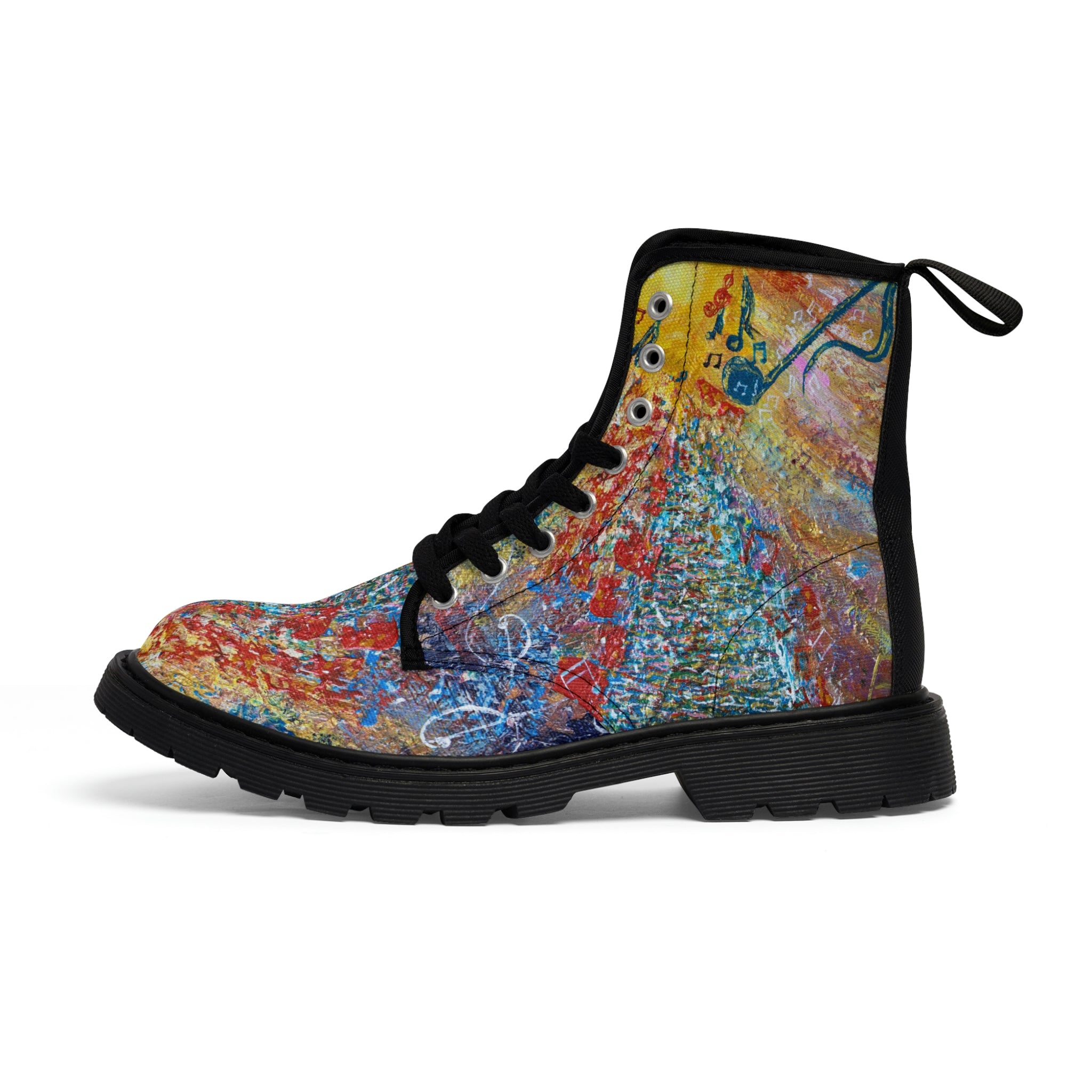 Women's Canvas Boots Womens Boots, Vegan Leather, Art On Shoes