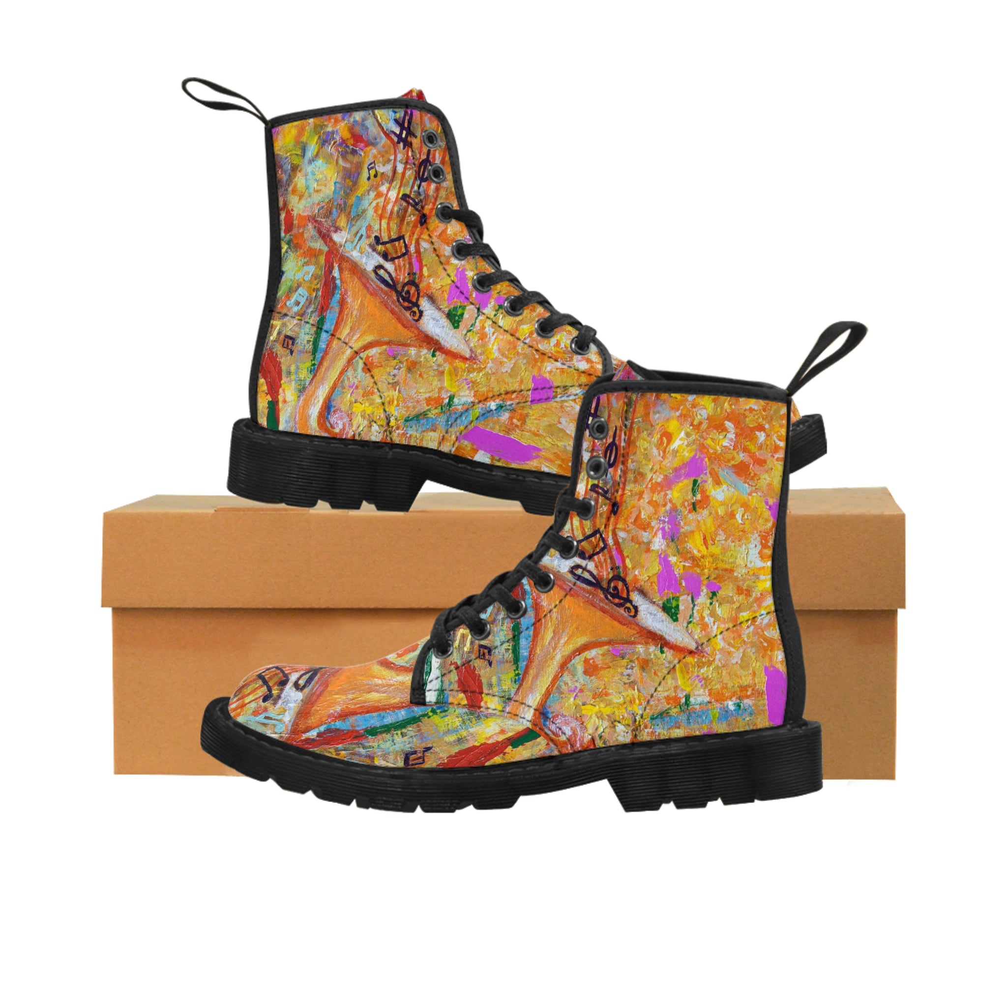 Women's Canvas Boots Womens Boots, Vegan Leather, Art On Shoes