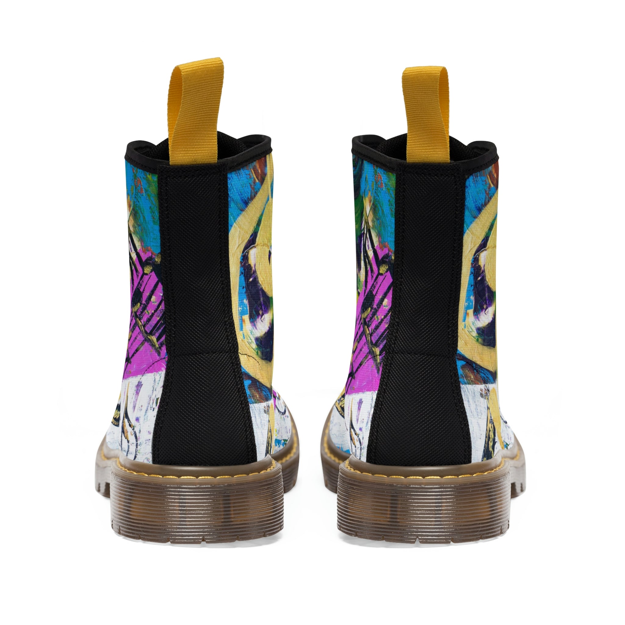 Women's Canvas Boots Womens Boots, Vegan Leather, Art On Shoes