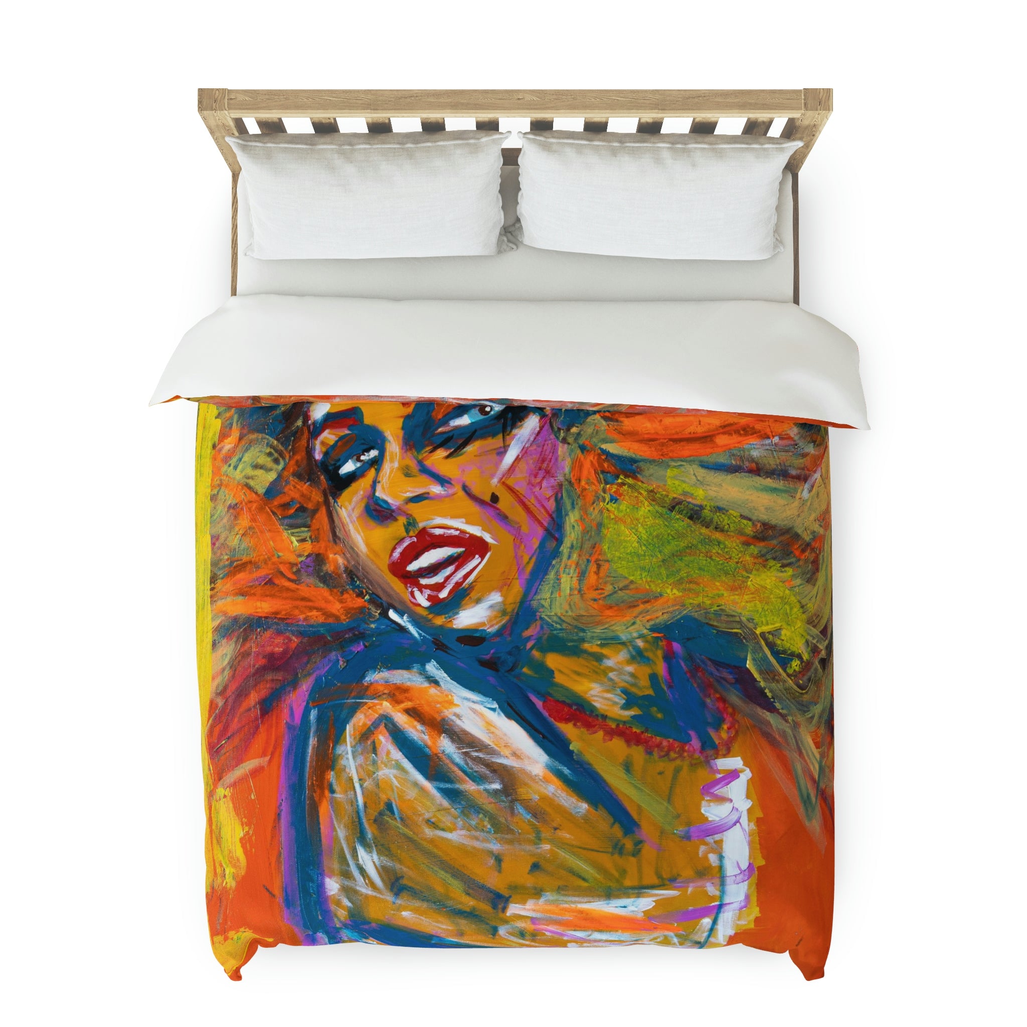 Duvet Cover,  Juicy, Acrylic , Red Abstract Woman Face