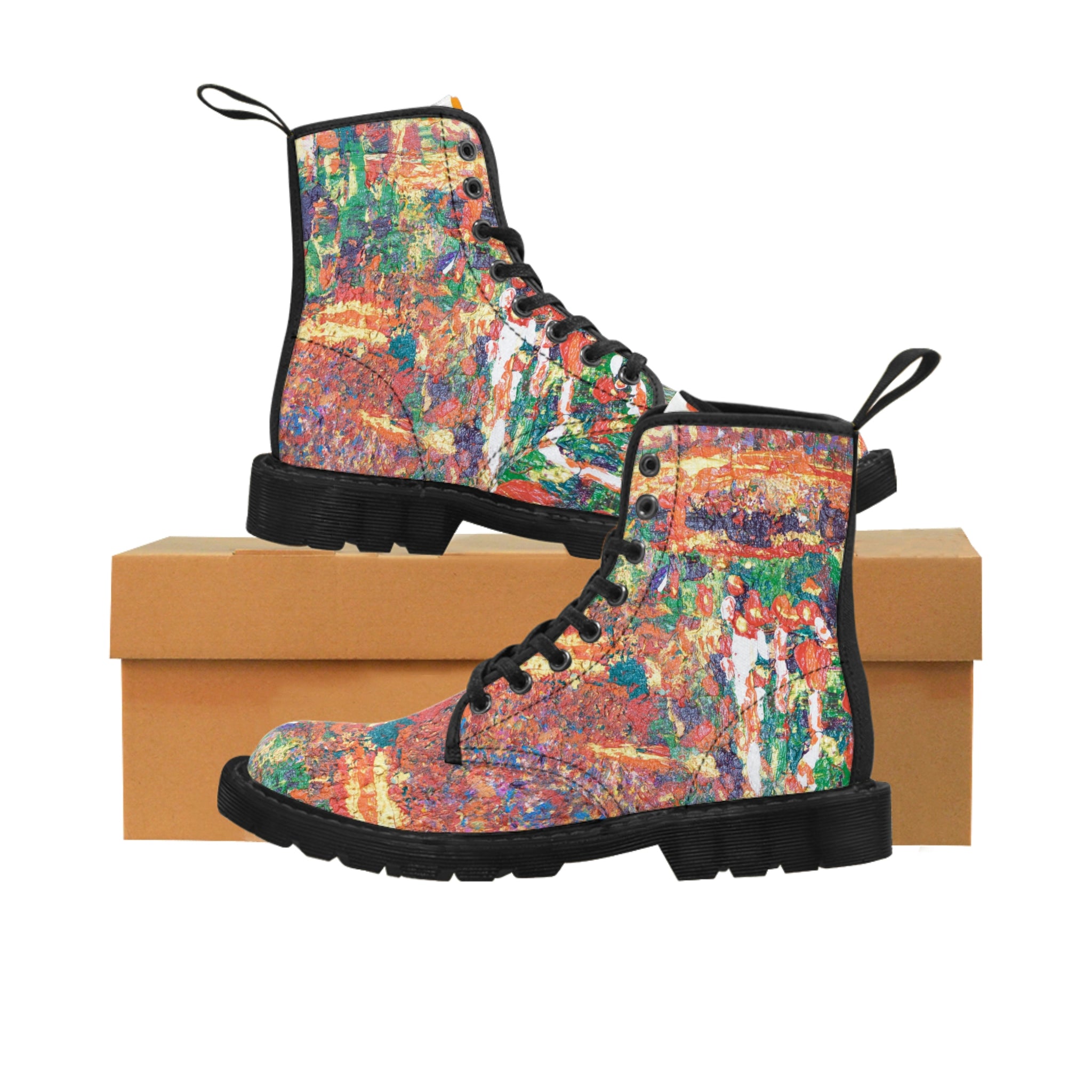 Women's Canvas Boots, Vegan Leather, Art On Shoes