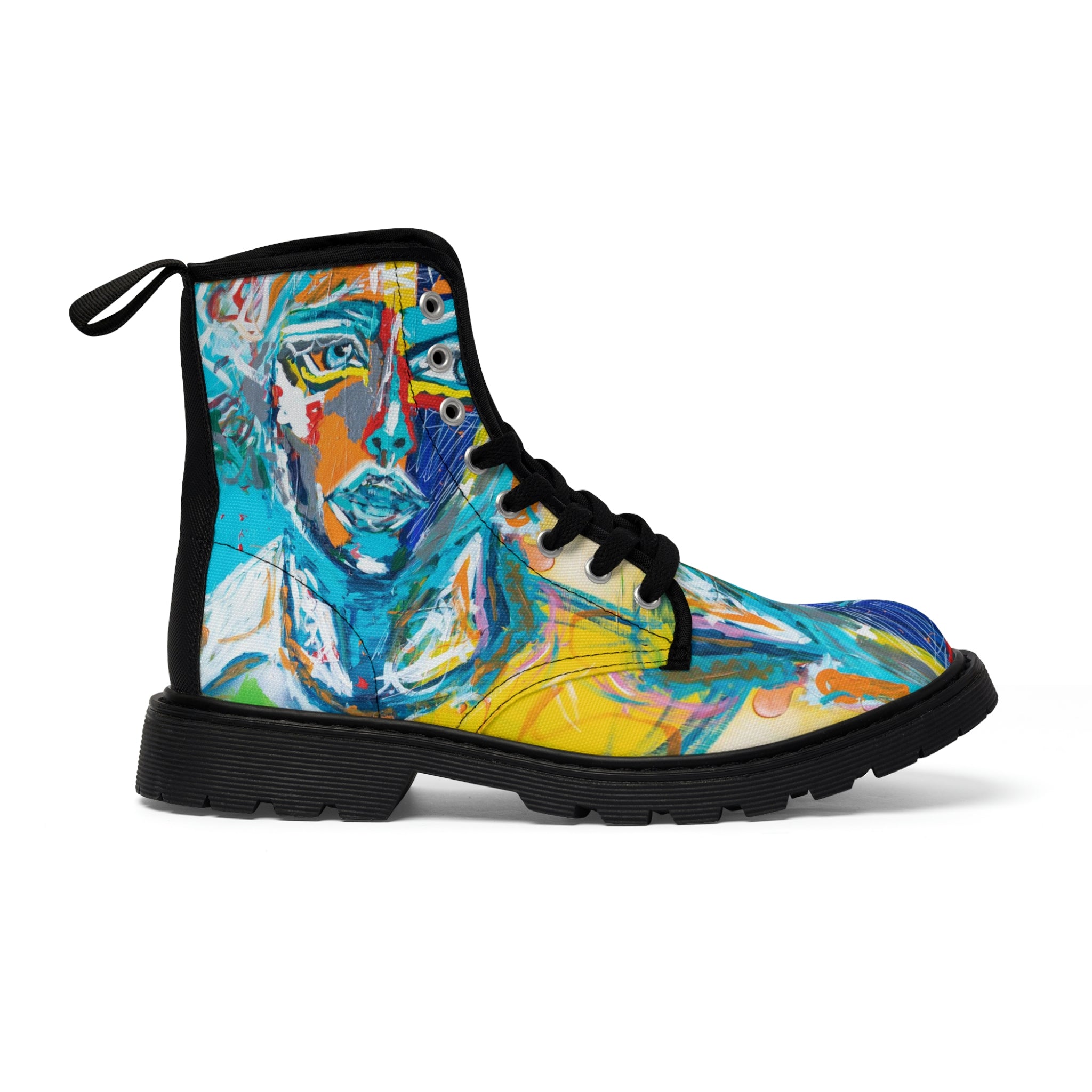 Women's Canvas Boots Womens Boots, Vegan Leather, Art On Shoes