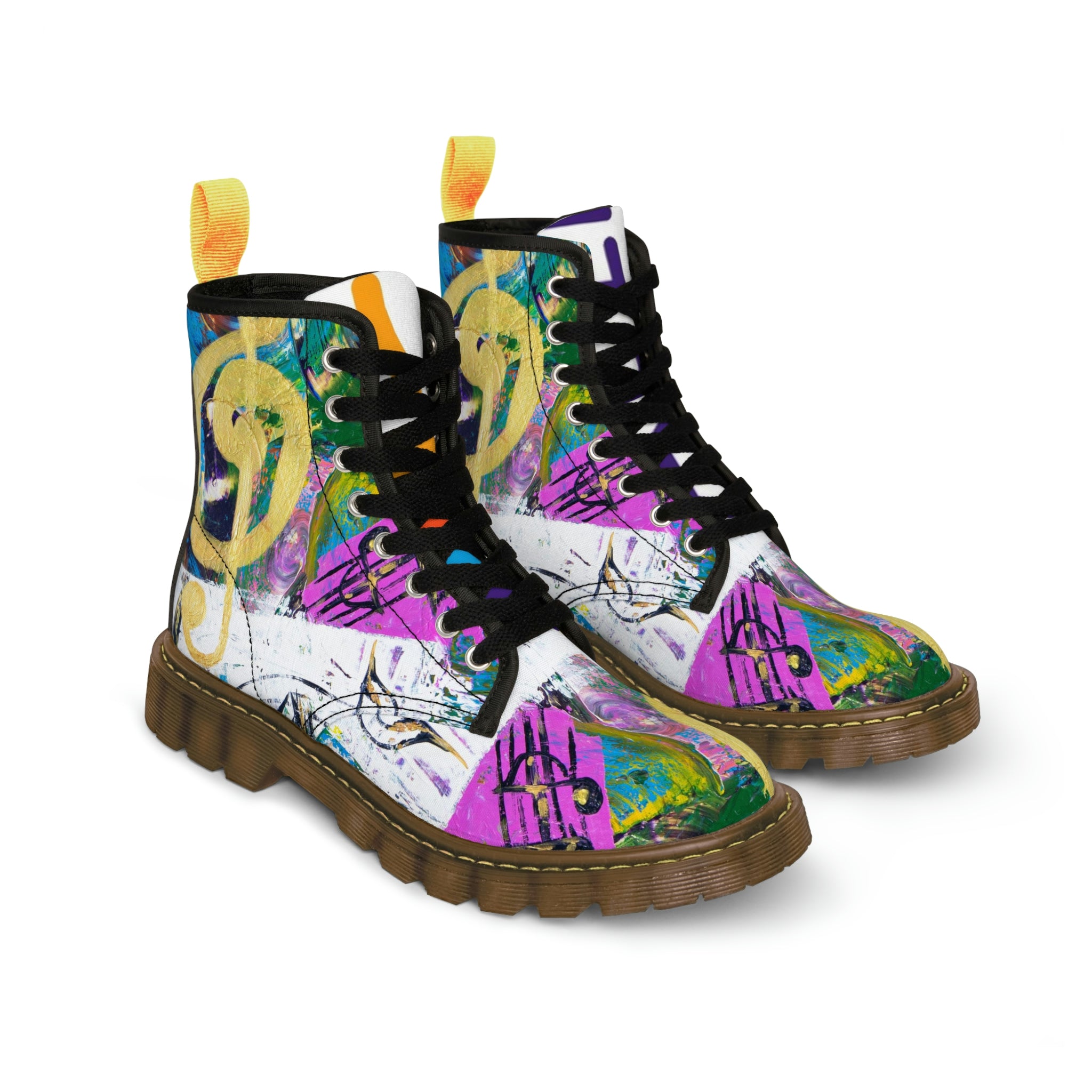 Women's Canvas Boots Womens Boots, Vegan Leather, Art On Shoes