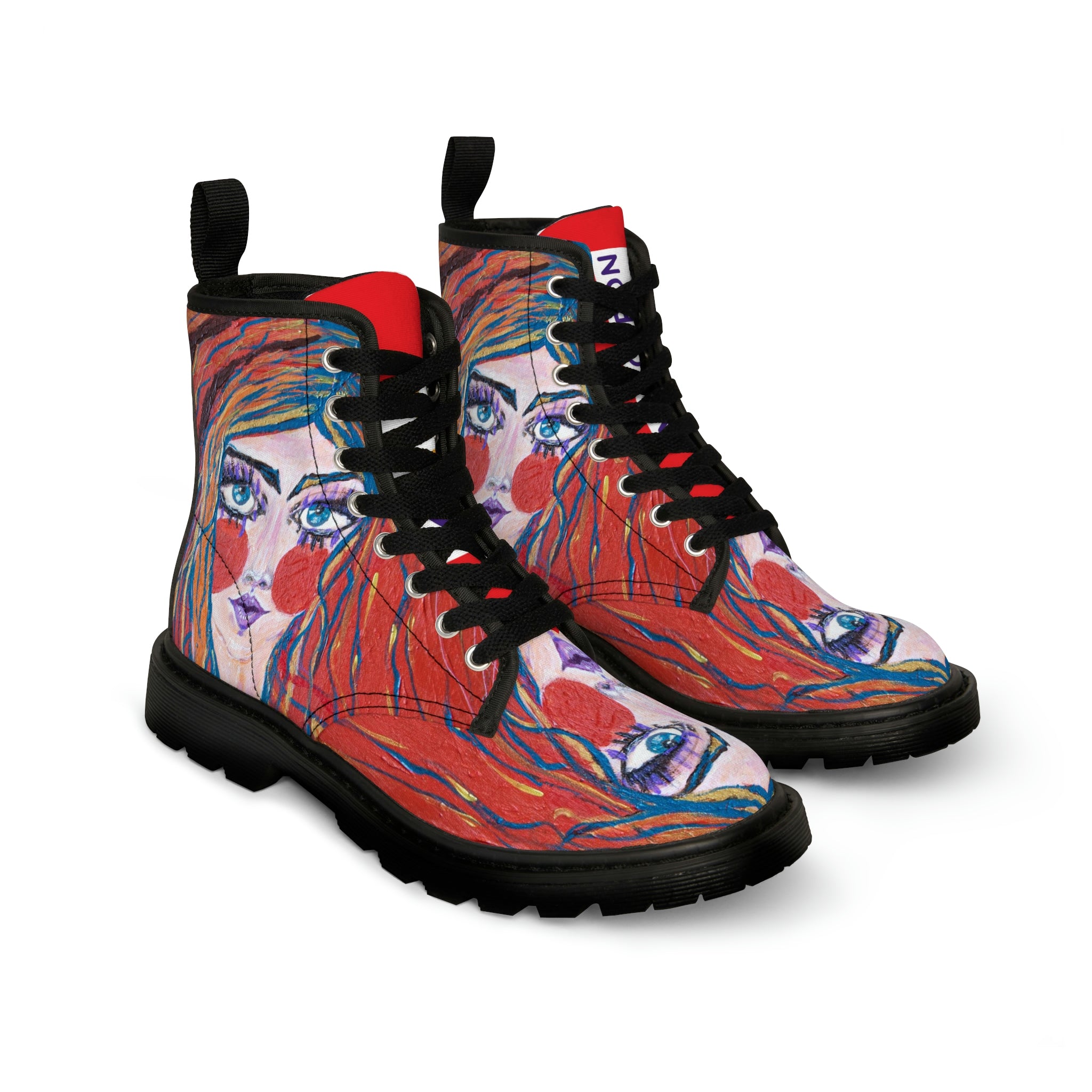 Women's Canvas Boots Womens Boots, Vegan Leather, Art On Shoes