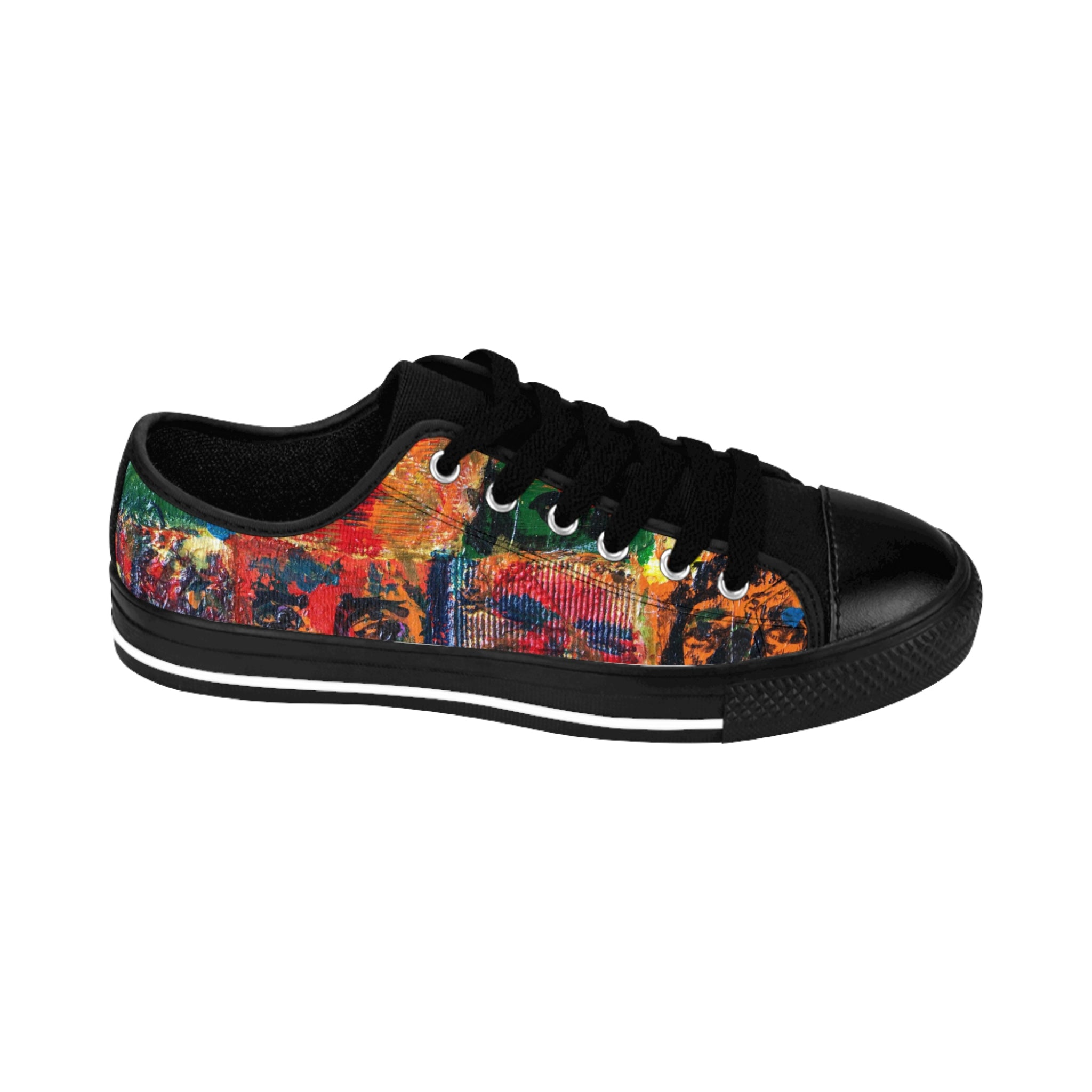 Men's Top Low Sneakers, Art On Shoes, Abstract Artwork Painted By A Professional Abstract Artist