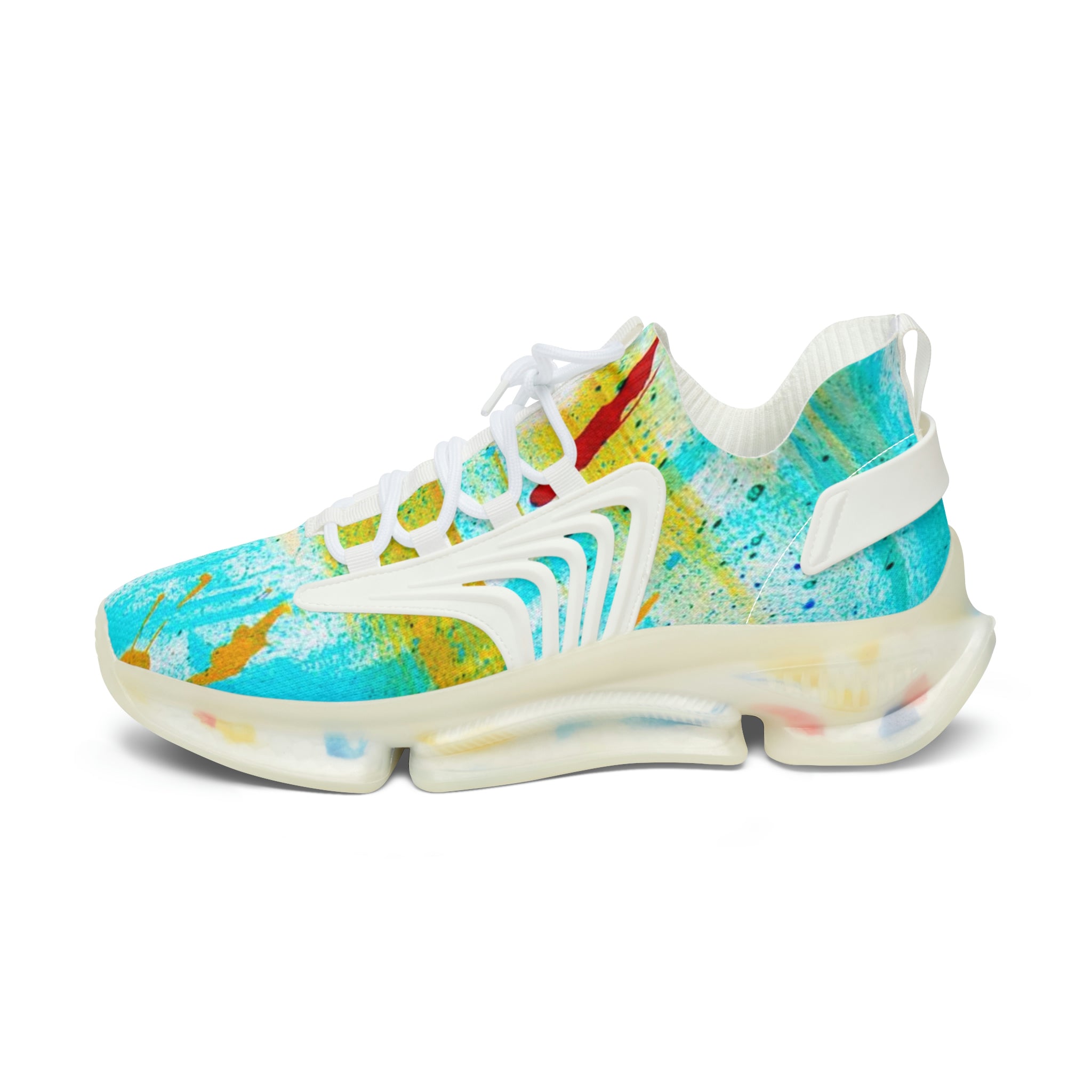 Women's Low Top Sneakers, Art On Shoes, Abstract Lake Painted By A Professional Abstract Painting Artist