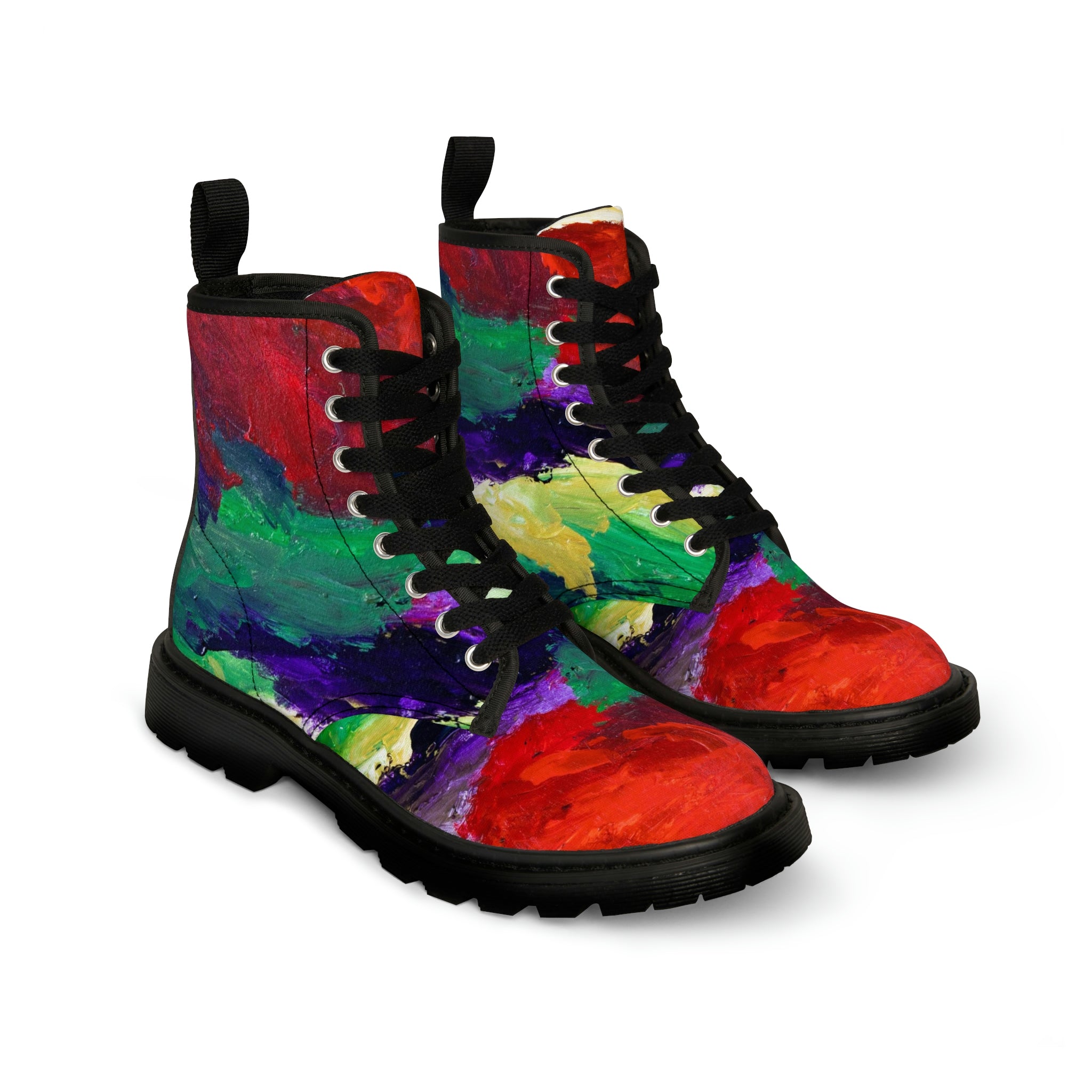 Women's Canvas Boots Womens Boots, Vegan Leather, Art On Shoes