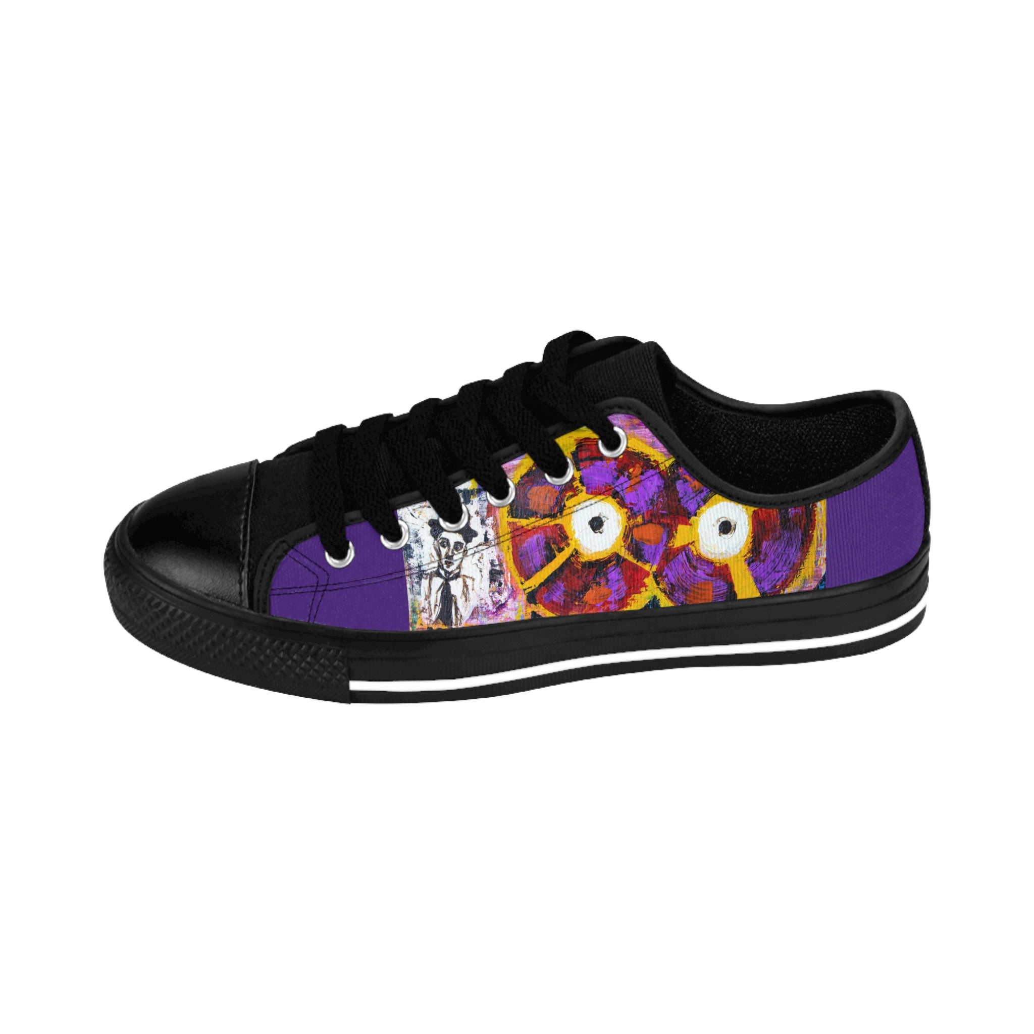 Men's Top Low Sneakers, Art On Shoes, Abstract Artwork Painted By A Professional Abstract Artist