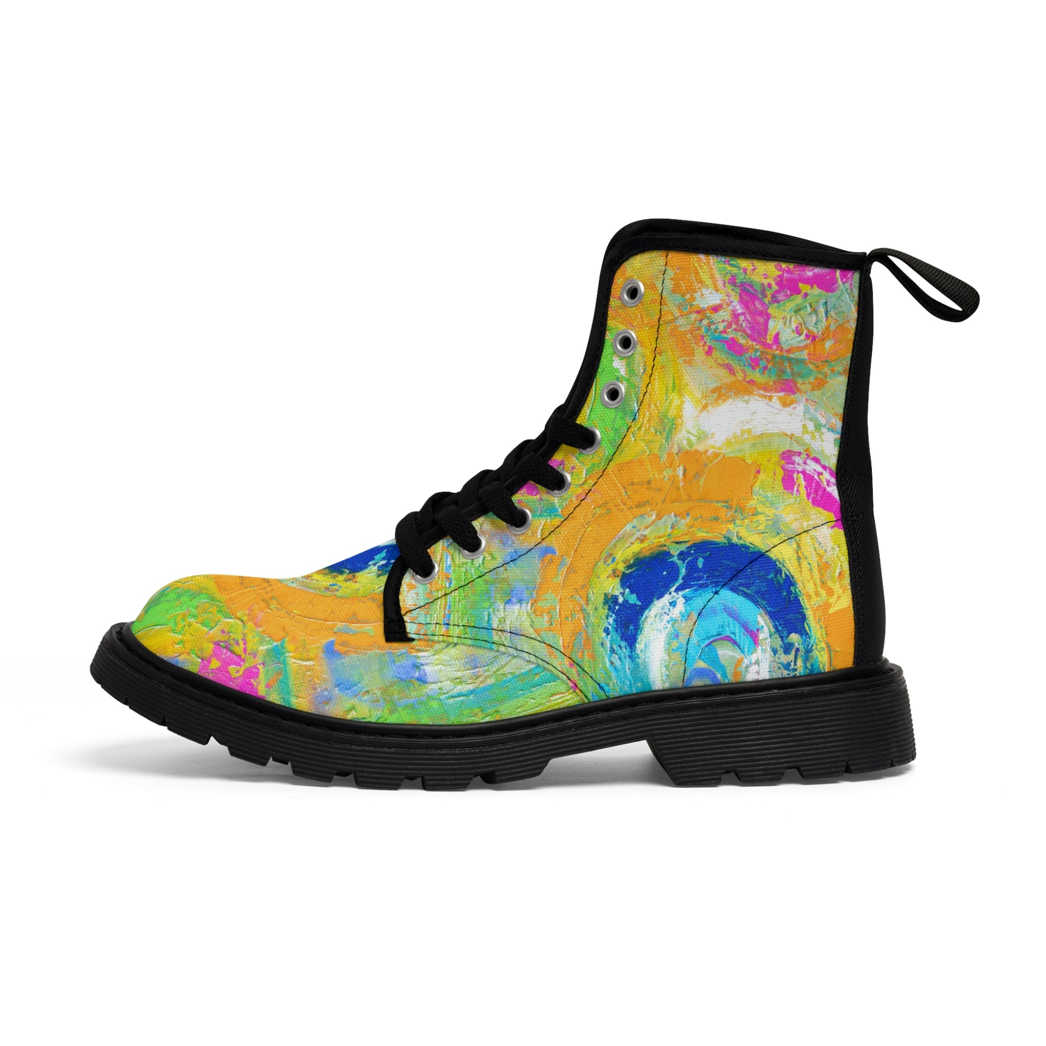 Women's Canvas Boots Womens Boots, Vegan Leather, Art On Shoes