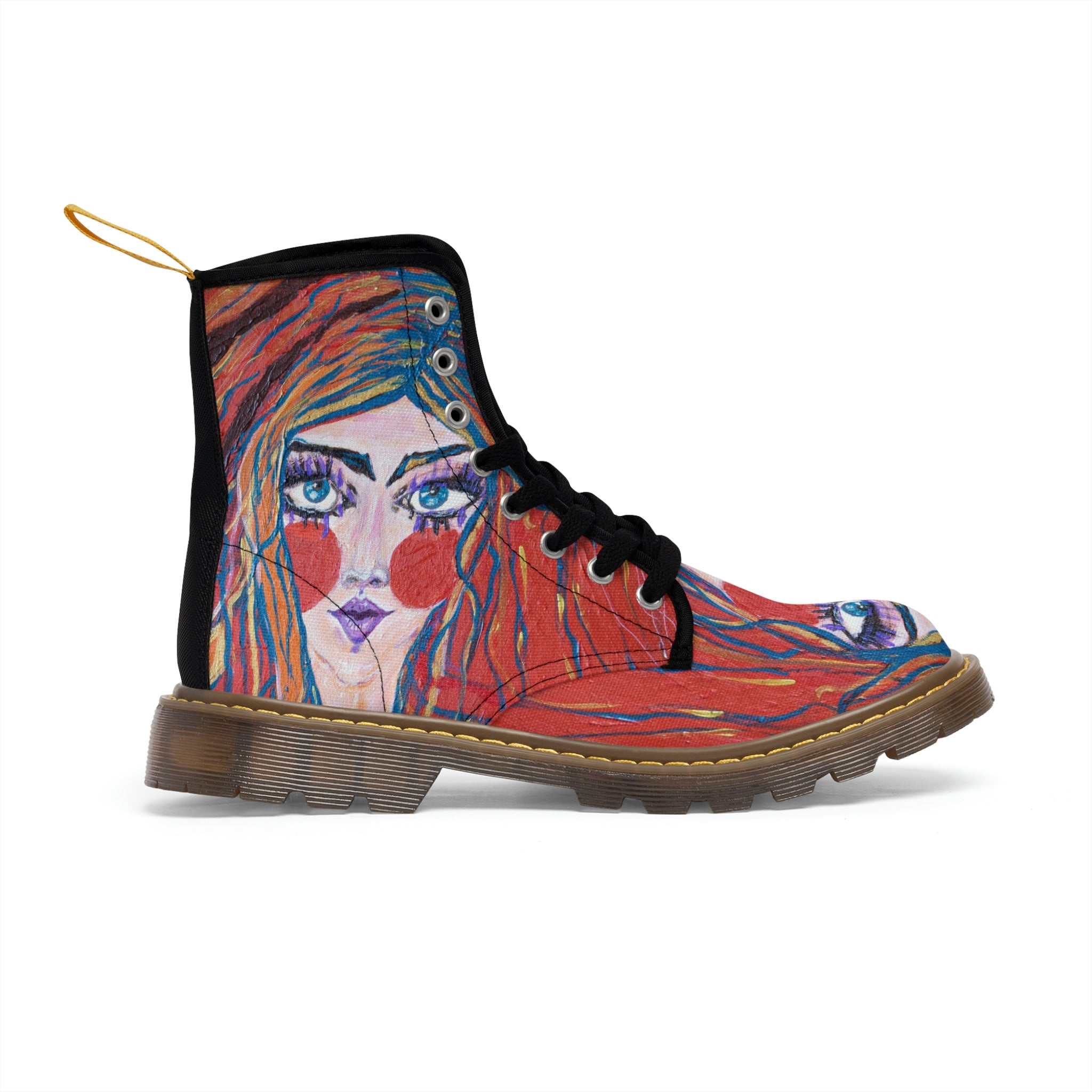 Women's Canvas Boots Womens Boots, Vegan Leather, Art On Shoes